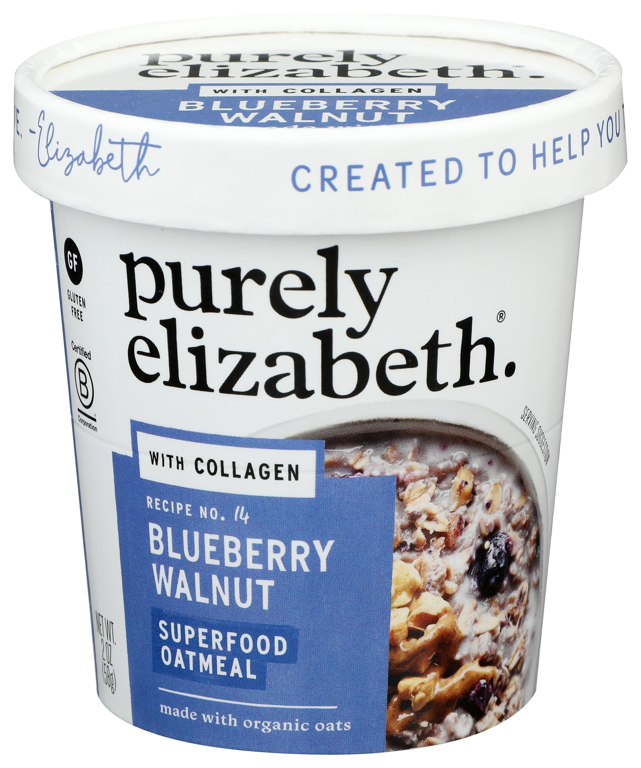 Purely Elizabeth, Oats Blueberry Walnut Collagen Protein, 2 Ounce