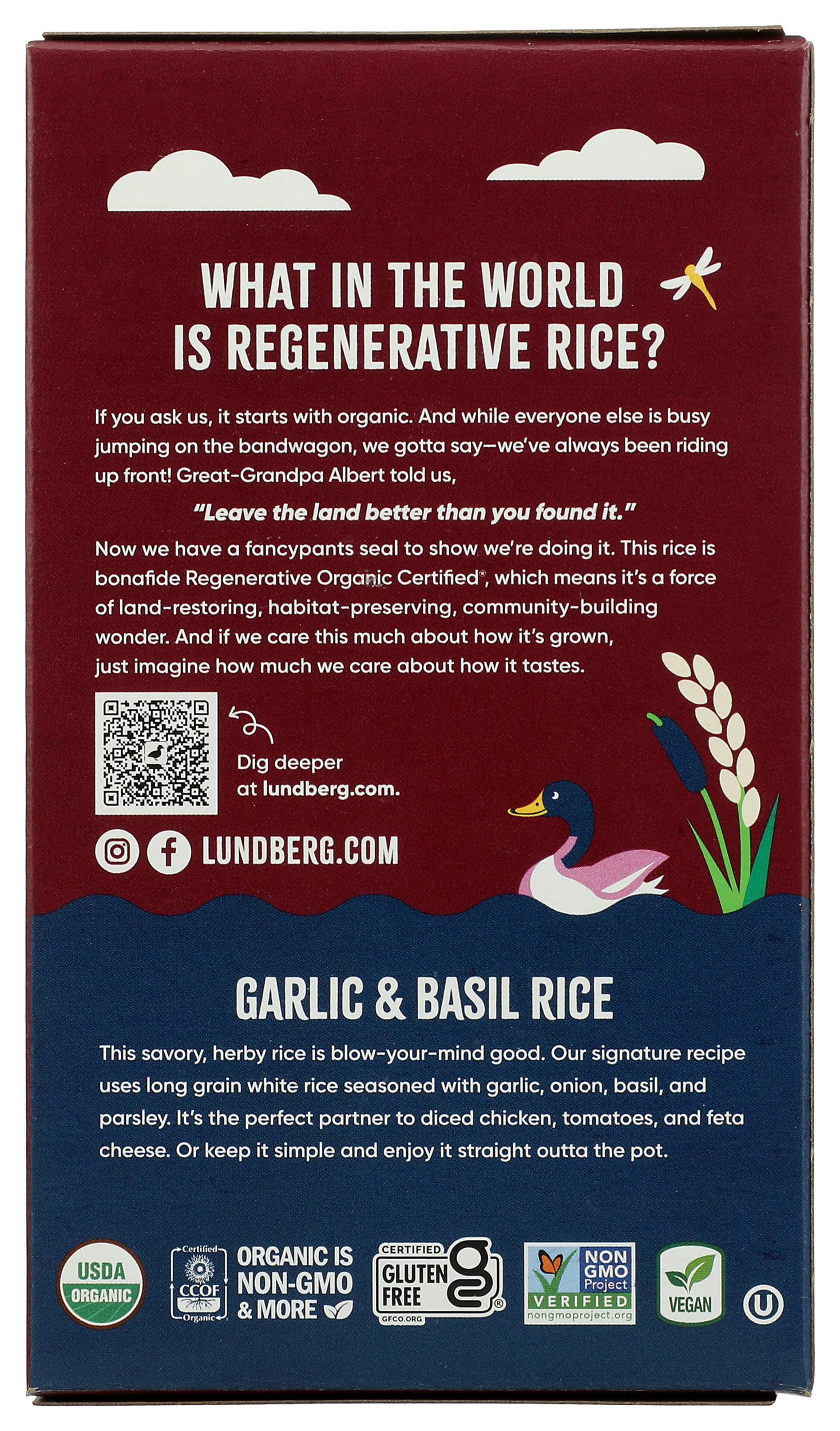 Lundberg Organic Whole Grain Garlic and Basil Rice, 6 Ounce - 6 per case.6