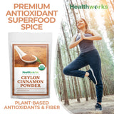 Healthworks Superfoods Organic Ceylon Cinnamon Powder - 16 Oz / 1 Lb - Ground Raw - Keto, Vegan & Non-GMO - Great with Coffee, Tea & Oatmeal