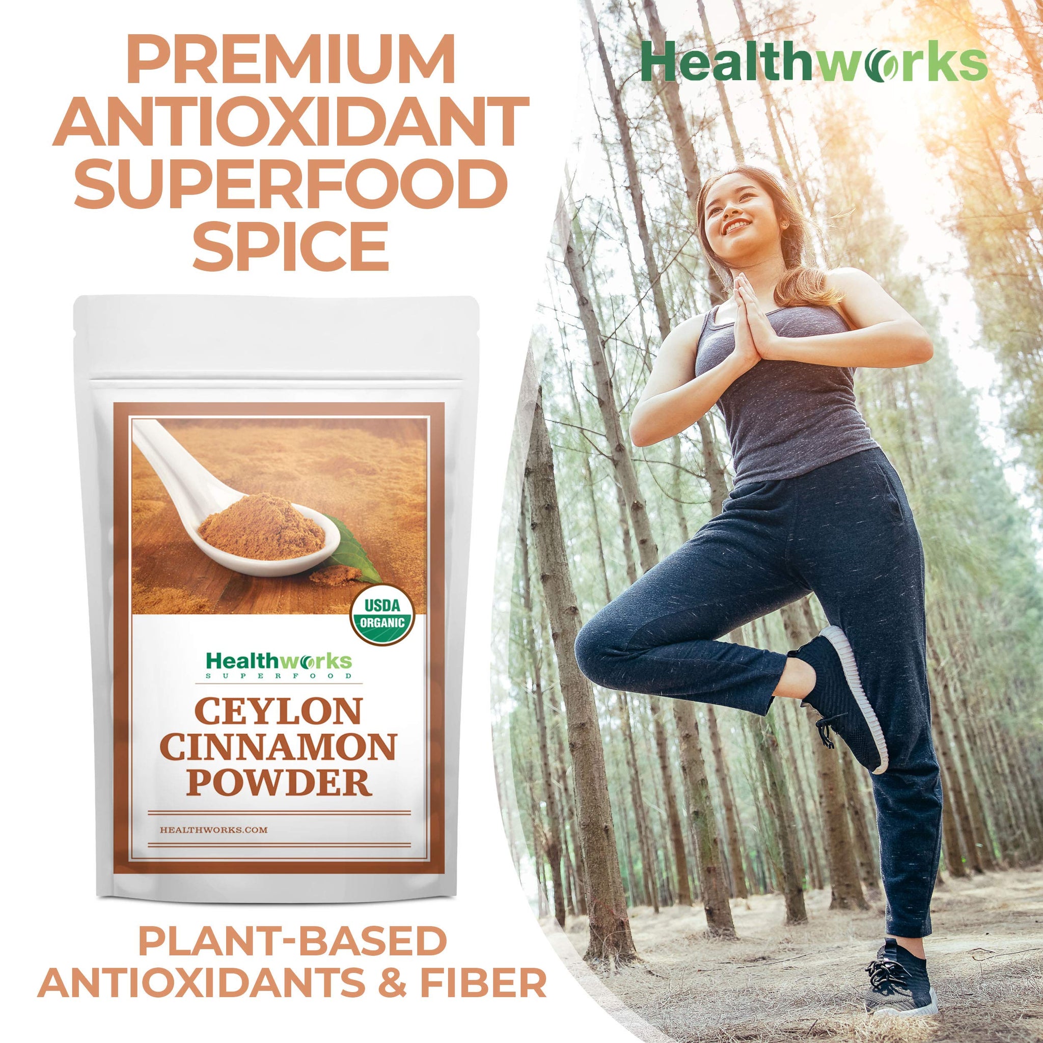 Healthworks Superfoods Organic Ceylon Cinnamon Powder - 16 Oz / 1 Lb - Ground Raw - Keto, Vegan & Non-GMO - Great with Coffee, Tea & Oatmeal