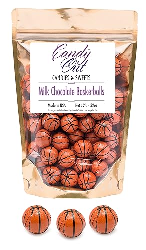 CandyOut Chocolate Basketballs 2 Pound - Foil Wrapped Chocolate Candy in Sealed Bag