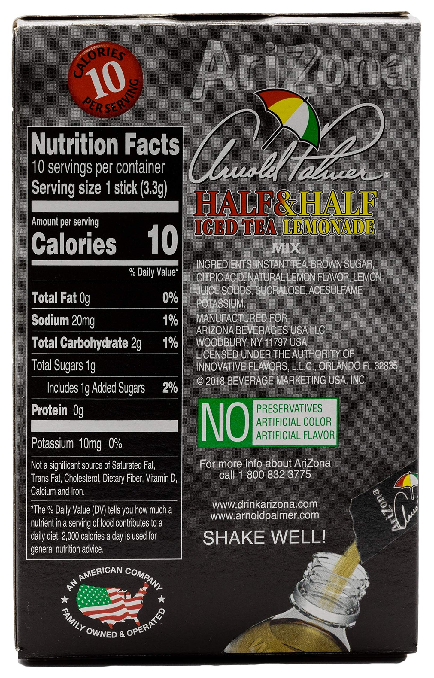 Arizona tea, Arnold Palmer Mix Stix, Half Iced Tea & Half Lemonade, 10 stix, 1.2 Oz (Pack of 12)