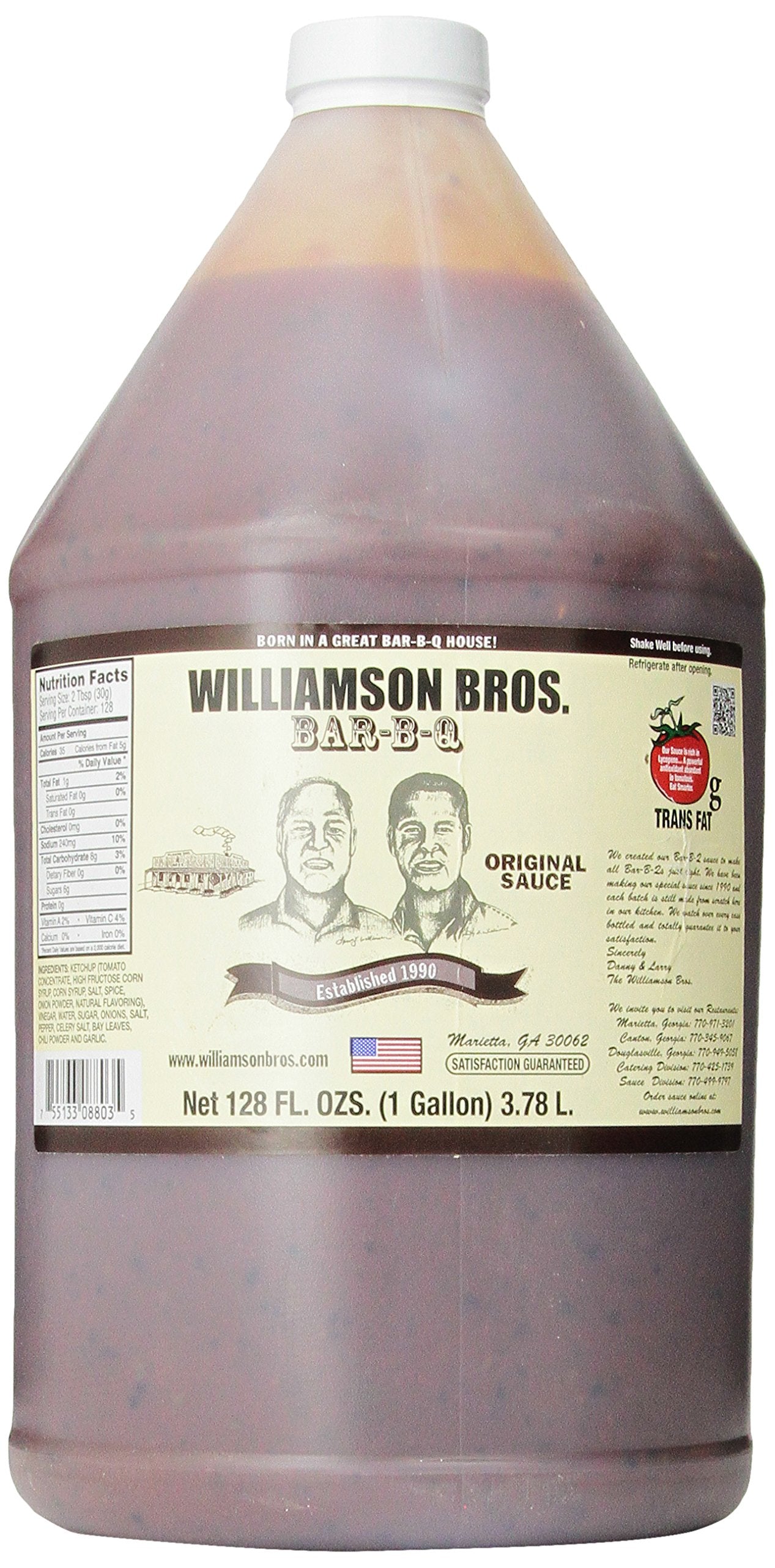 Williamson Bros Bar-B-Q Sauce Original Sauce, 128 Ounce