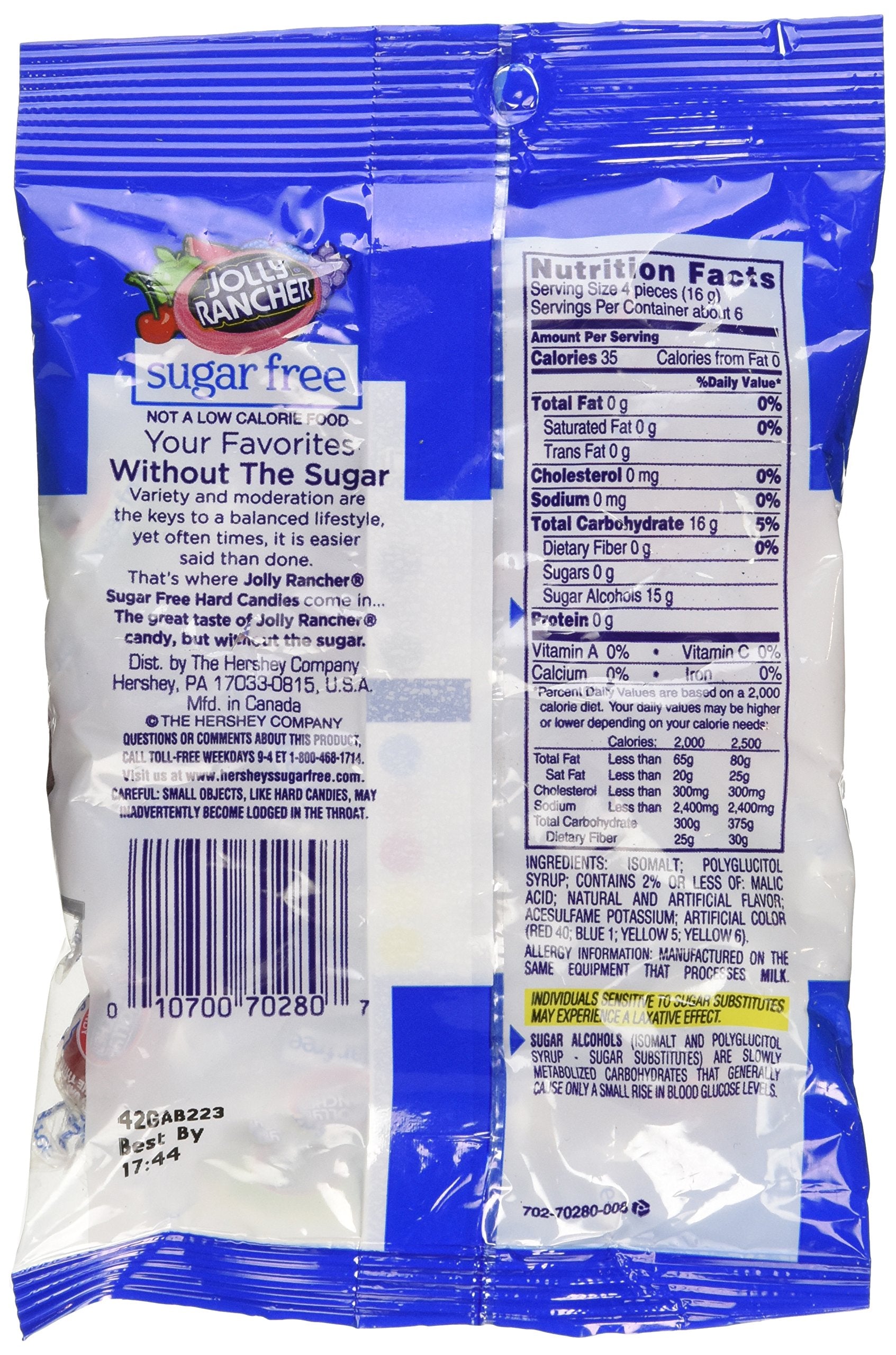 Jolly Rancher Sugar Free Hard Candy, 3.6 oz Bag (3.6 oz), Pack of 3