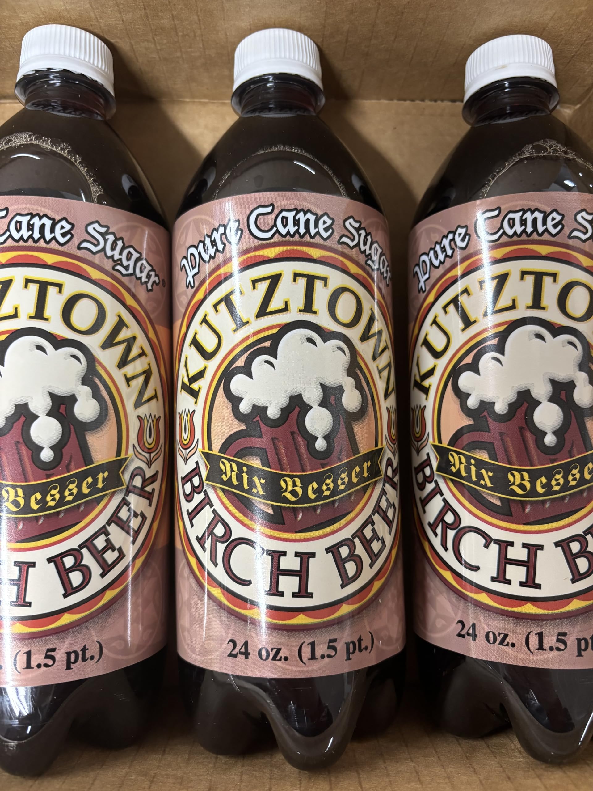 AmishTastes Kutztown "Nix Besser" Birch Beer, Famous Amish Drink, 24 Oz. (Pack of 4)