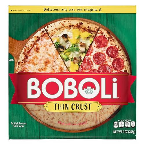 Boboli 12" Original Thin Pizza Crust, Ready-made, Thin and Crispy Plain Cooked Pizza Dough, 9 oz Bag
