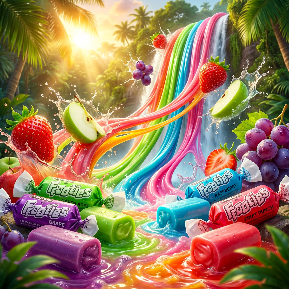 BP BUNDLE Chewy Fruit Flavored Candy 4lb Bulk Bag | Individually Wrapped Soft Fruity Chews | 5 Flavors (Fruit Punch, Strawberry, Apple, Raspberry