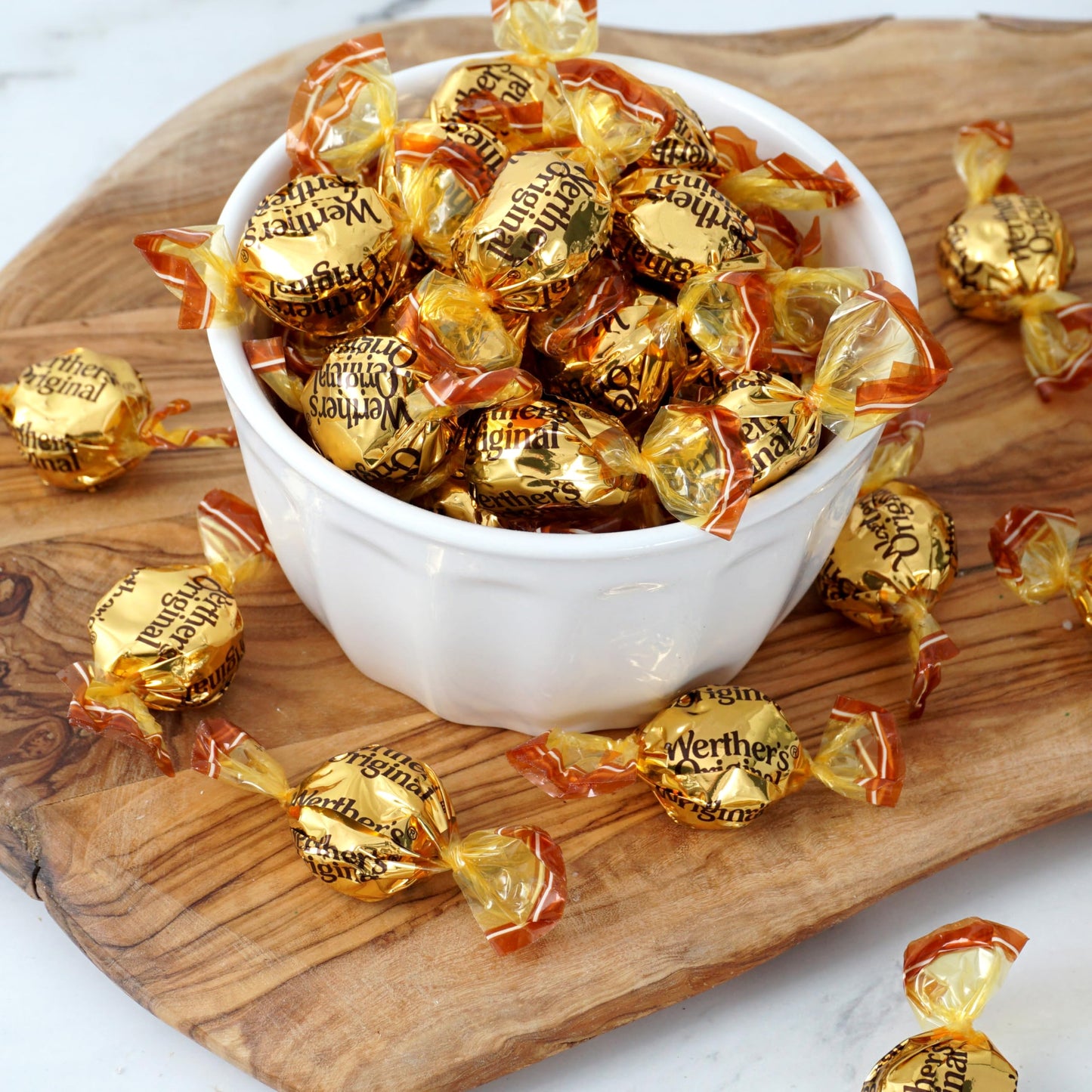 Werthers Original Creamy Caramel Filled Hard Candy, 2 Pound Bulk Bag, Individually Wrapped Werthers Caramel Filled Candy, The Hampton Popcorn & Candy