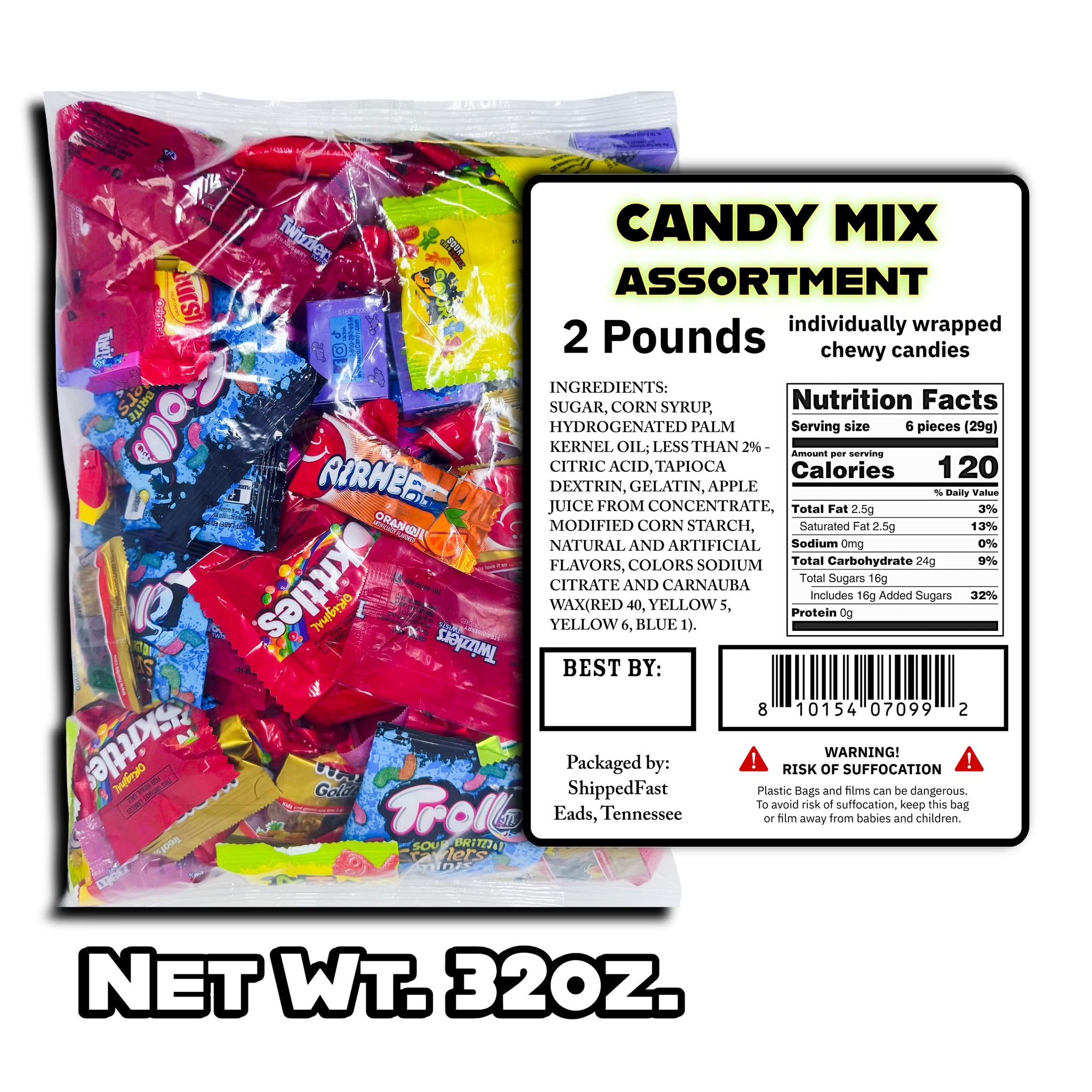 Candy Mix Variety Pack Bulk Assorted Chewy Individually Wrapped Bag of Candy for Pinata Stuffers, Goodie Bags, Birthday Parties, Kids' Treats & Party
