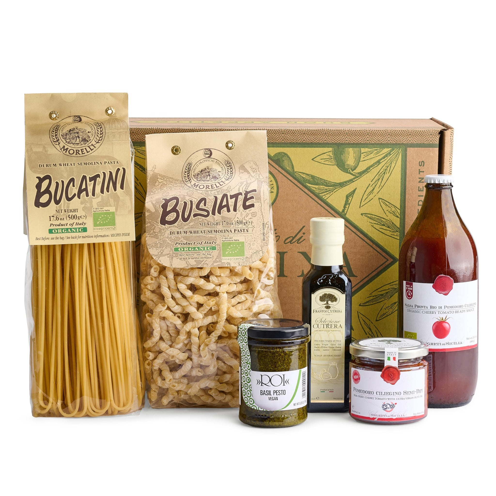 Mercato di Bellina Italian Food Gift Basket La Cucina Italiana - A Vegan-Friendly, All-Natural Pasta Gift Basket, Gourmet Present for Foodies