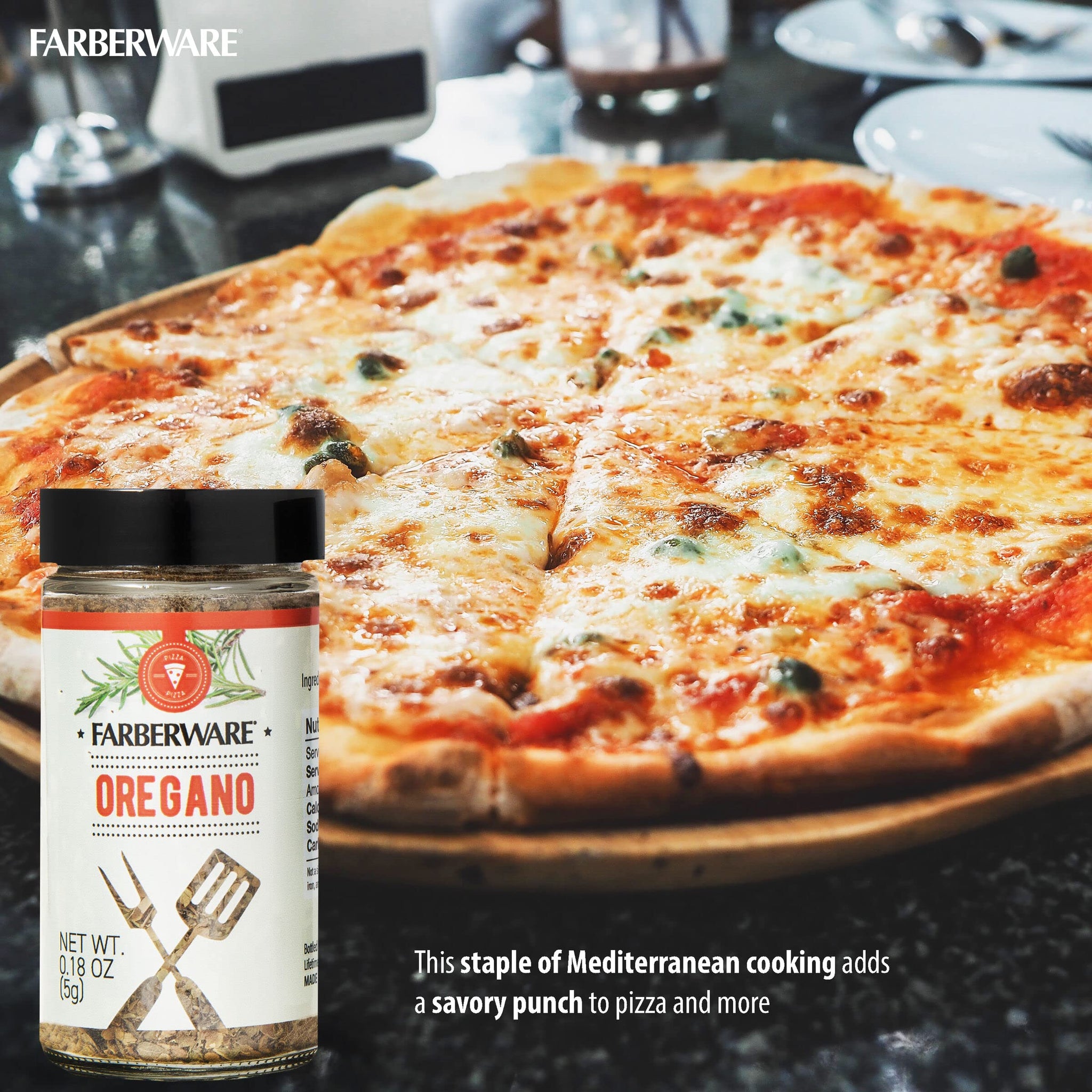 Farberware Pizza Spice Blend Set (Basil, Oregano, Rosemary) In Glass Jars With Removable Sifter Caps For Sprinkling