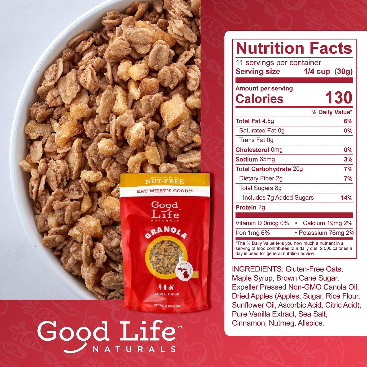 Good Life Natural’s Granola Cereal | Artisan Blended Energizing Granola Flakes | Healthy Nut Free Blend | No Artificial Flavoring or Sweeteners |