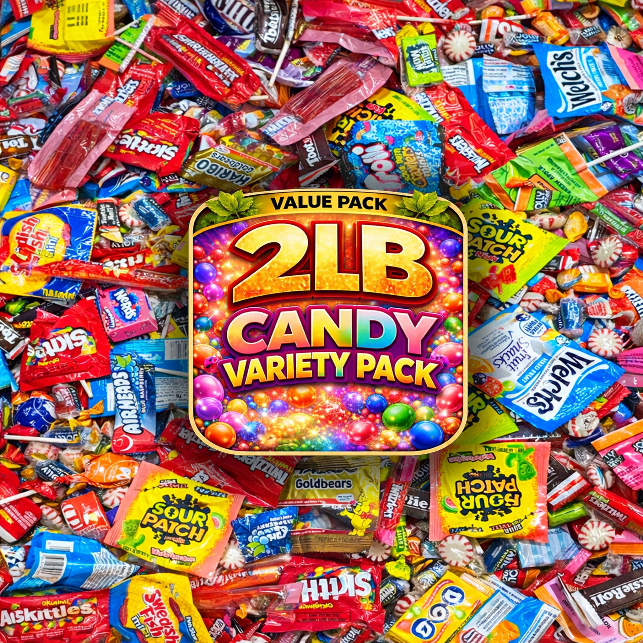 Ultimate Assorted Candy Mix 2 LB Bulk - Individually Wrapped Candy Variety Pack for Candy Bowl, Office Snacks, Party Favors, Piñata Fillers, Halloween