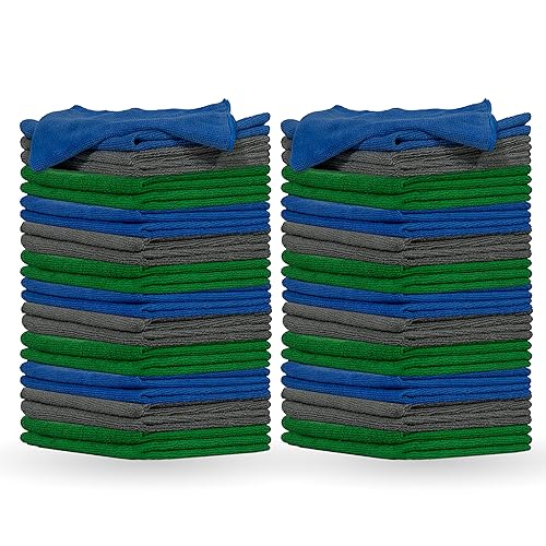 Pinnacle Mercantile Microfiber Cleaning Cloths Extra Large 16x16in Pack of 48 Highly Absorbent Lint Free Streak Free Non-Abrasive Clean Wet or Dry