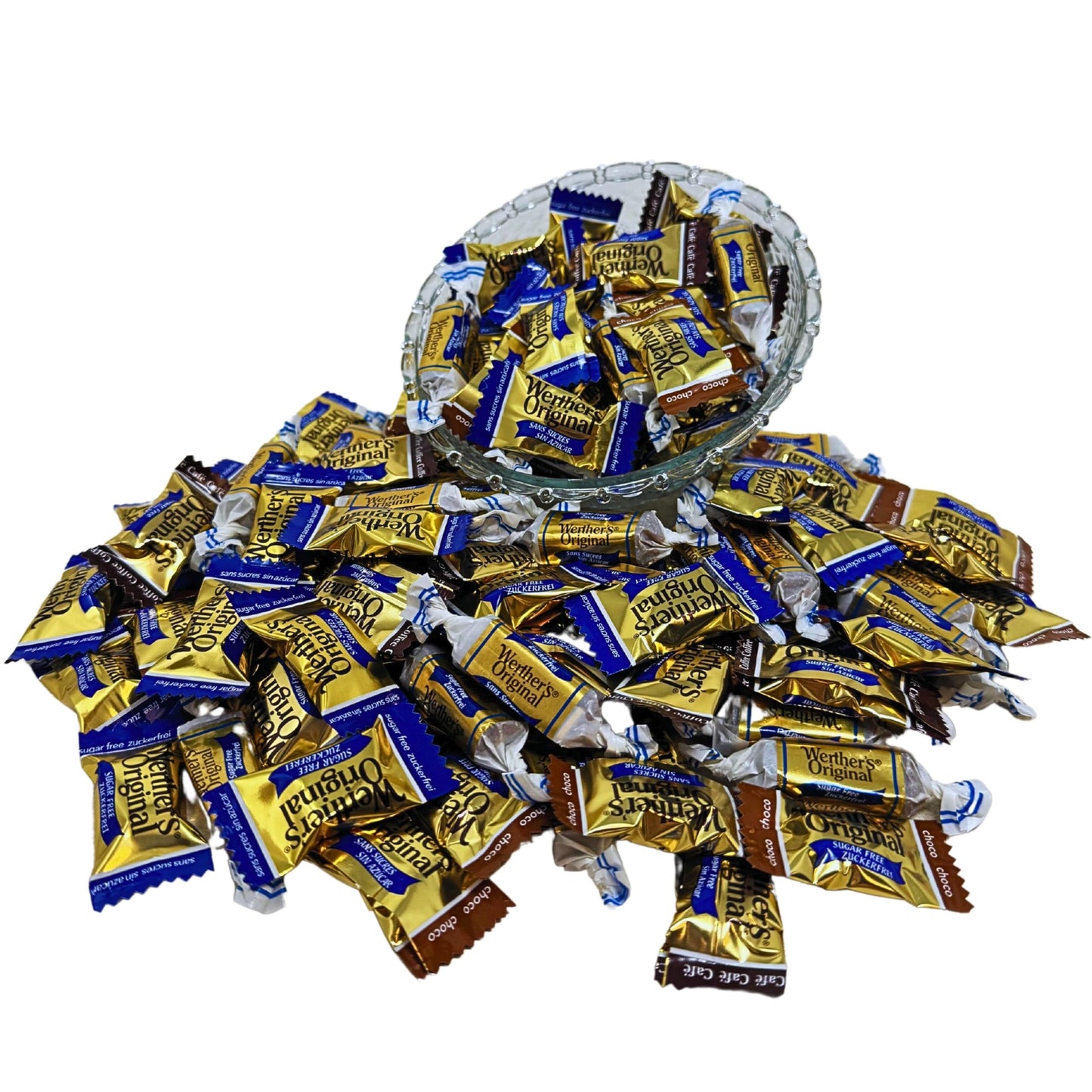 Werther's Original Premium Sugar Free Hard & Soft Chewy 4 Flavors Assortment 1-Lb Creamy Caramel, Rich Chocolate, Smooth Coffee Hard Candies And Soft
