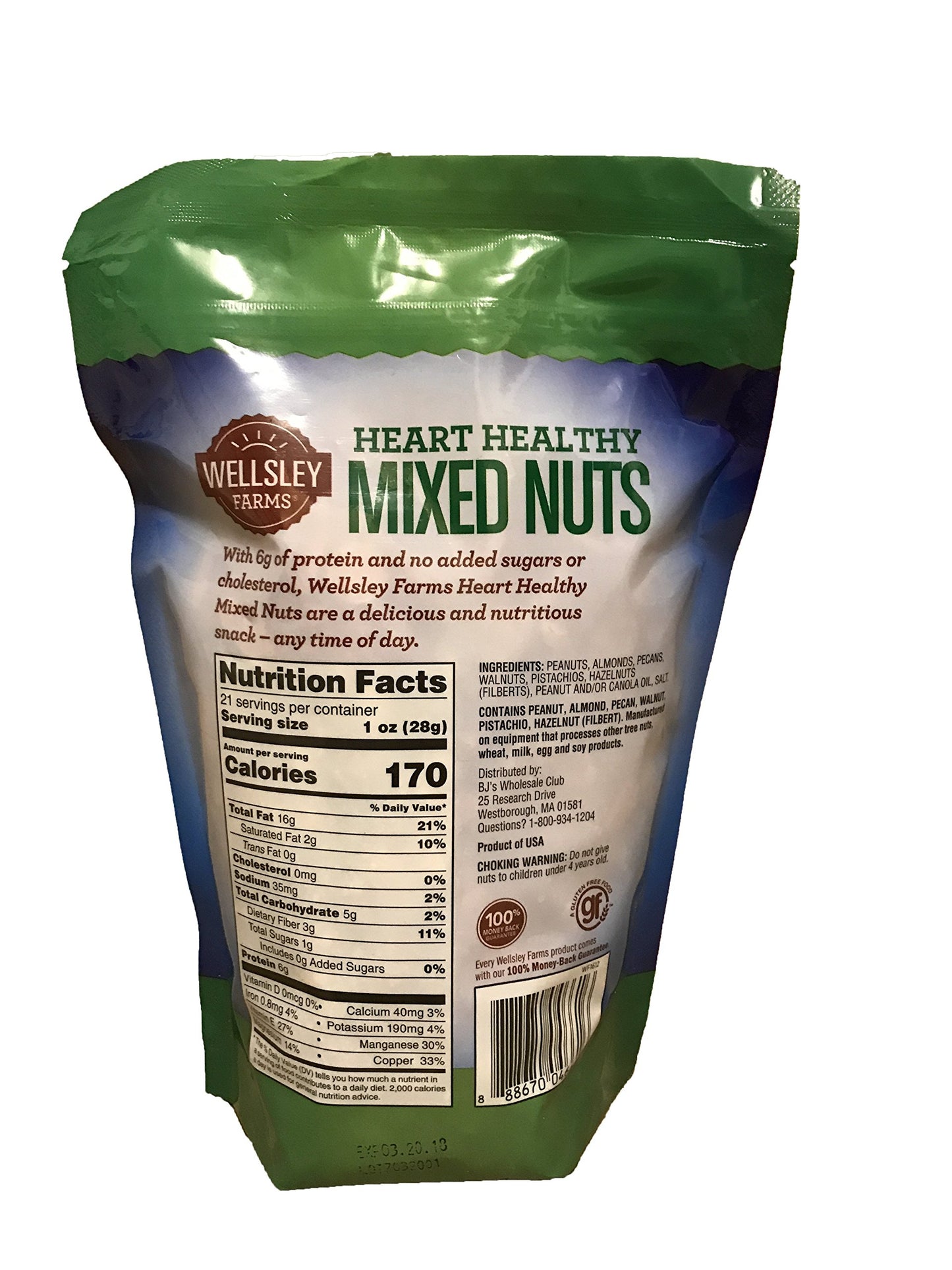 Wellsley Farms Heart Healthy Mixed Nuts, 21 Ounce (Pack of 2)