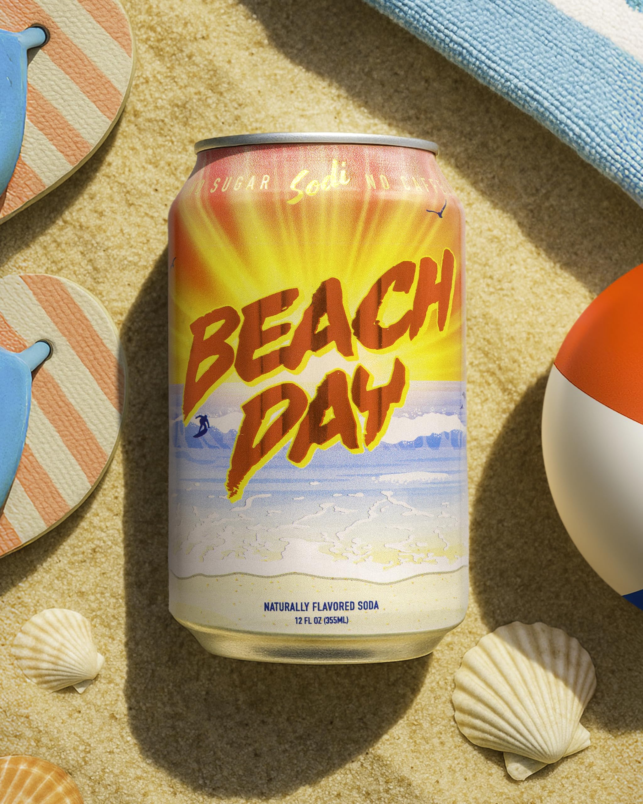 Sodi | Better For You Sparkling Soda Pop | Beach Day | Zero Sugar | Zero Caffeine | Zero Colors or Dyes | Gluten Free | Naturally Flavored | 12fl oz