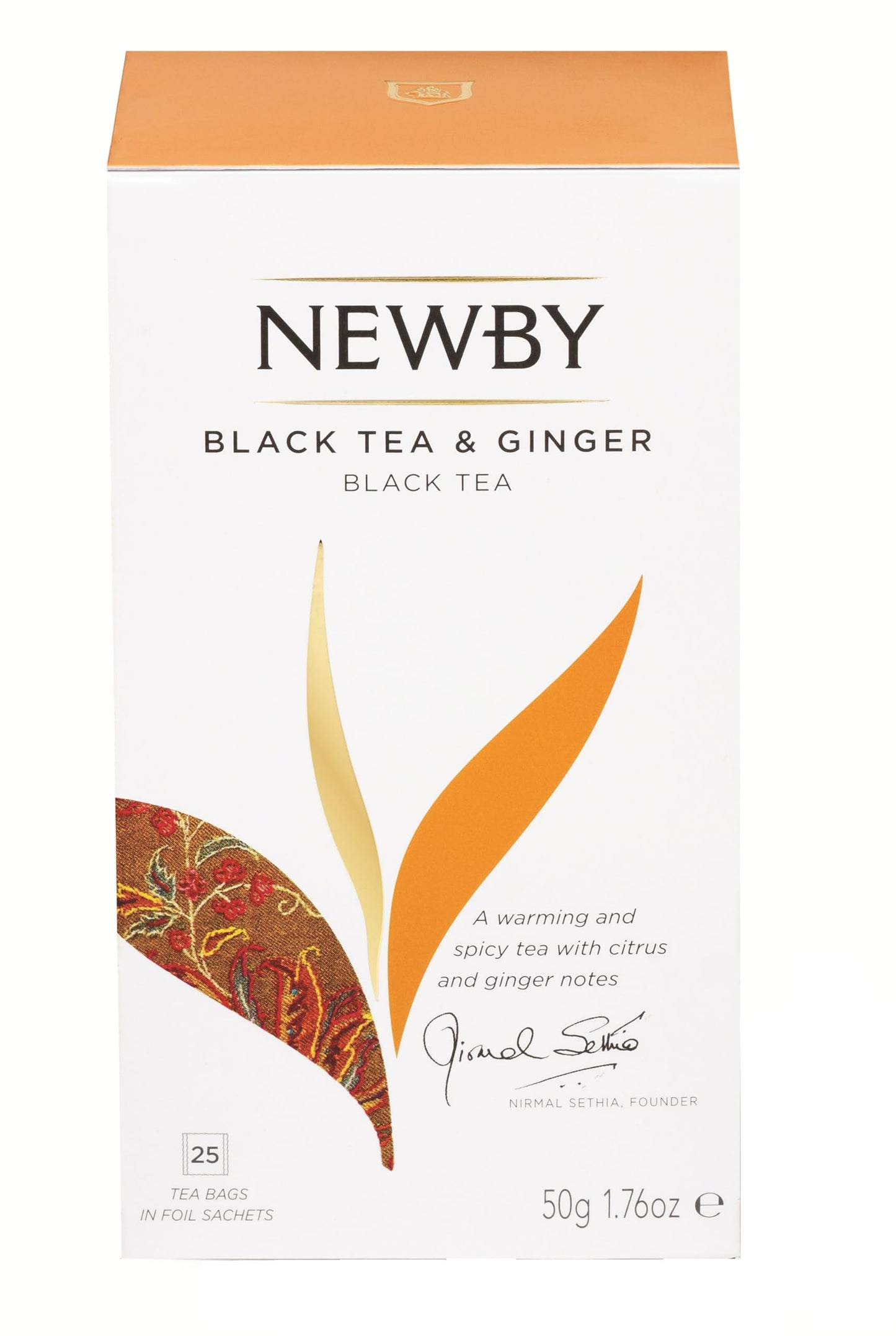 Black Tea & Ginger - 25 Individually Wrapped Tea Bags - Bold & Warming Blend by Newby Teas