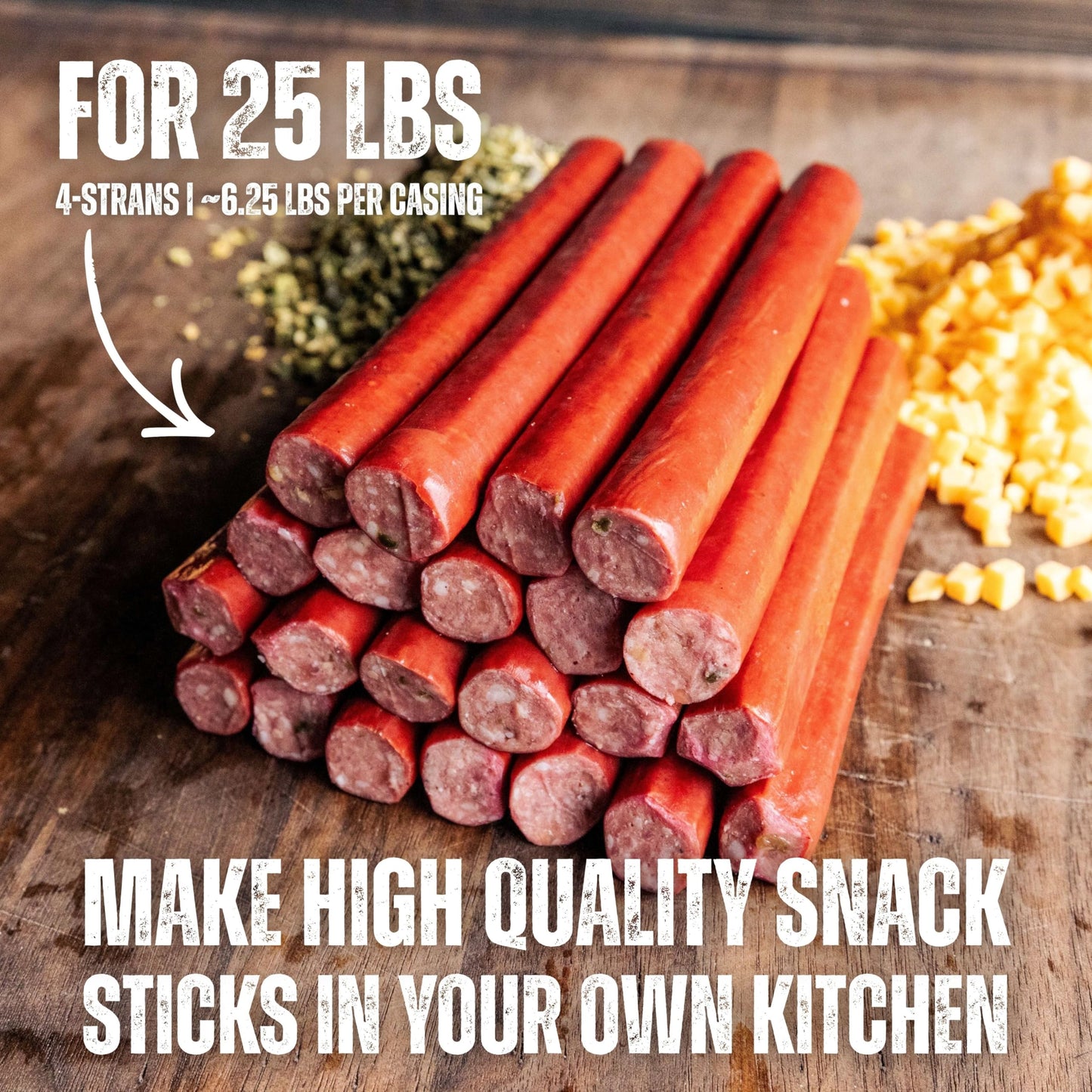 Bearded Butchers Edible 17mm Mahogany Collagen Casings, 4-Pack - Holds 25lb of Beef, Pork or Venison - Vacuum Sealed, Dye-Free Casings for Snack