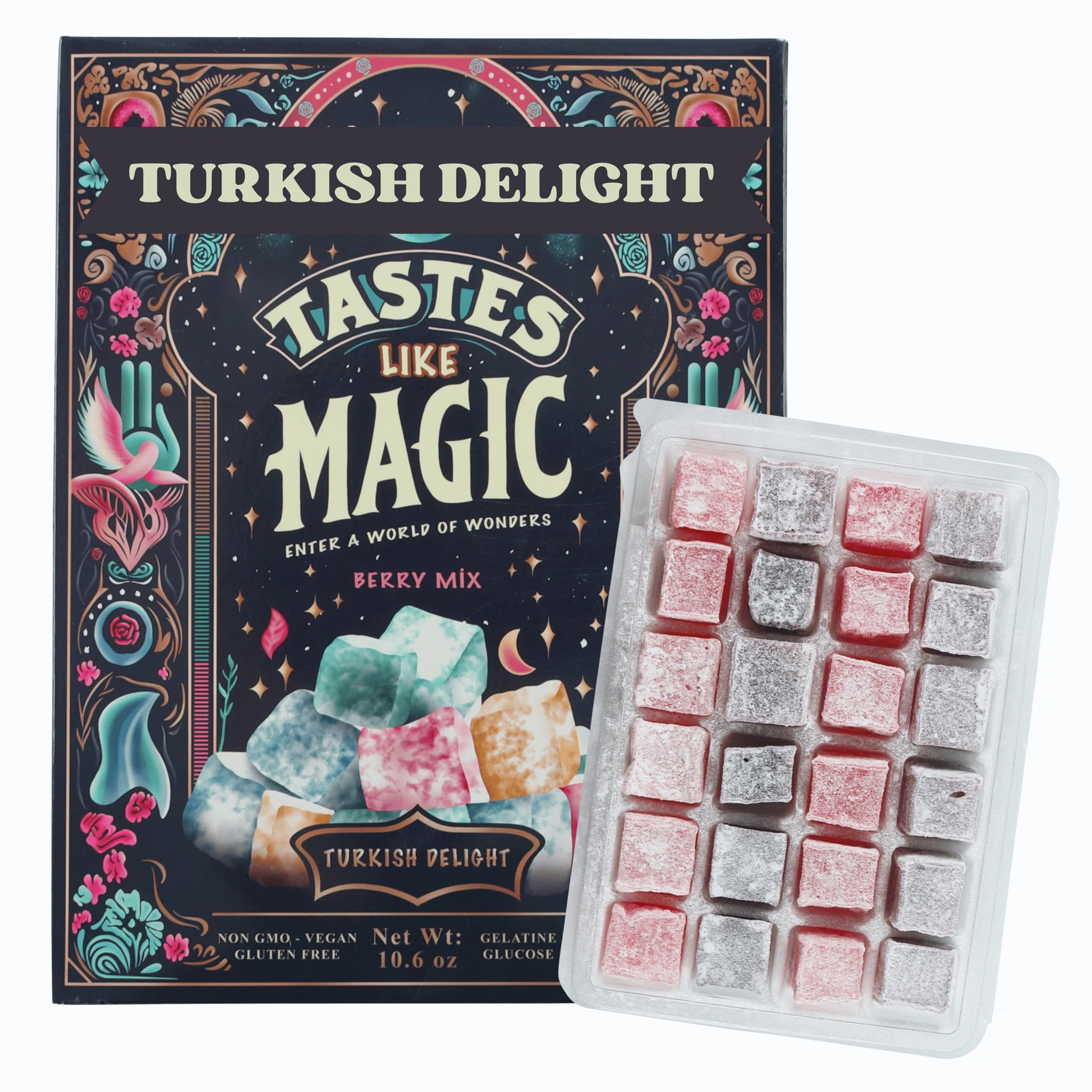 Turkish Delight, Berry Mix, Vegan, Gluten Free, Non-GMO, 10.6 oz Strawberry, Raspberry, Blackberry, Blueberry Turkish Delight