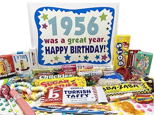 RETRO CANDY YUM ~ 1956 70th Birthday Gift Box of Nostalgic Candy from Childhood for 70 Year Old Man or Woman Born 1956