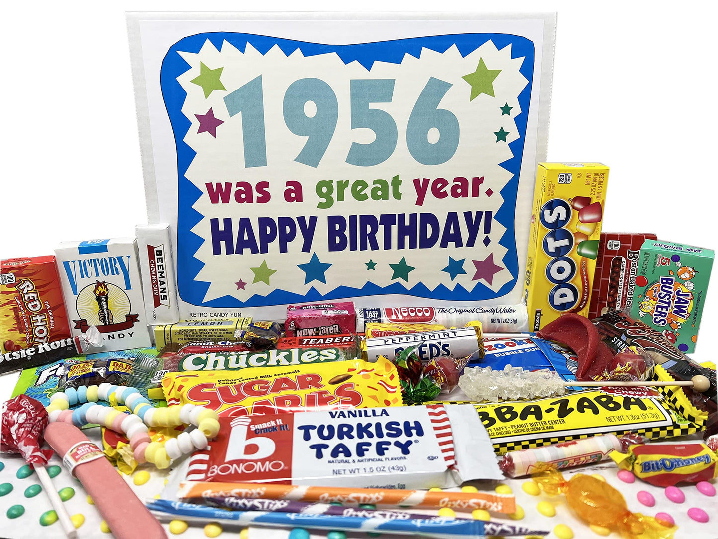 RETRO CANDY YUM ~ 1956 70th Birthday Gift Box of Nostalgic Candy from Childhood for 70 Year Old Man or Woman Born 1956