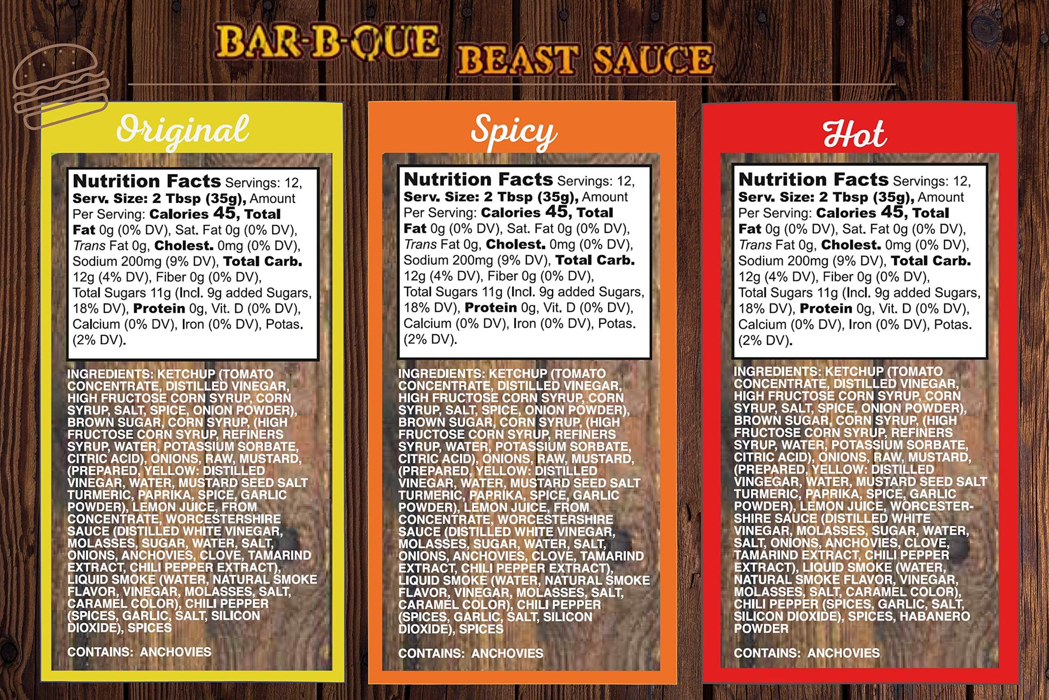 Bar-B-Que Beast BBQ Sauce, 3 Variety Pack, Flavors - Original, Spicy, Hot - 15oz ea - Award Winning Barbecue Sauce