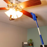 Blue Extension Rod Ceiling Duster with 18-20 feet Reach 3-Stage Aluminum Telescoping Pole - Cathedral, Cobweb, Microfiber, Ceilings Fan Duster