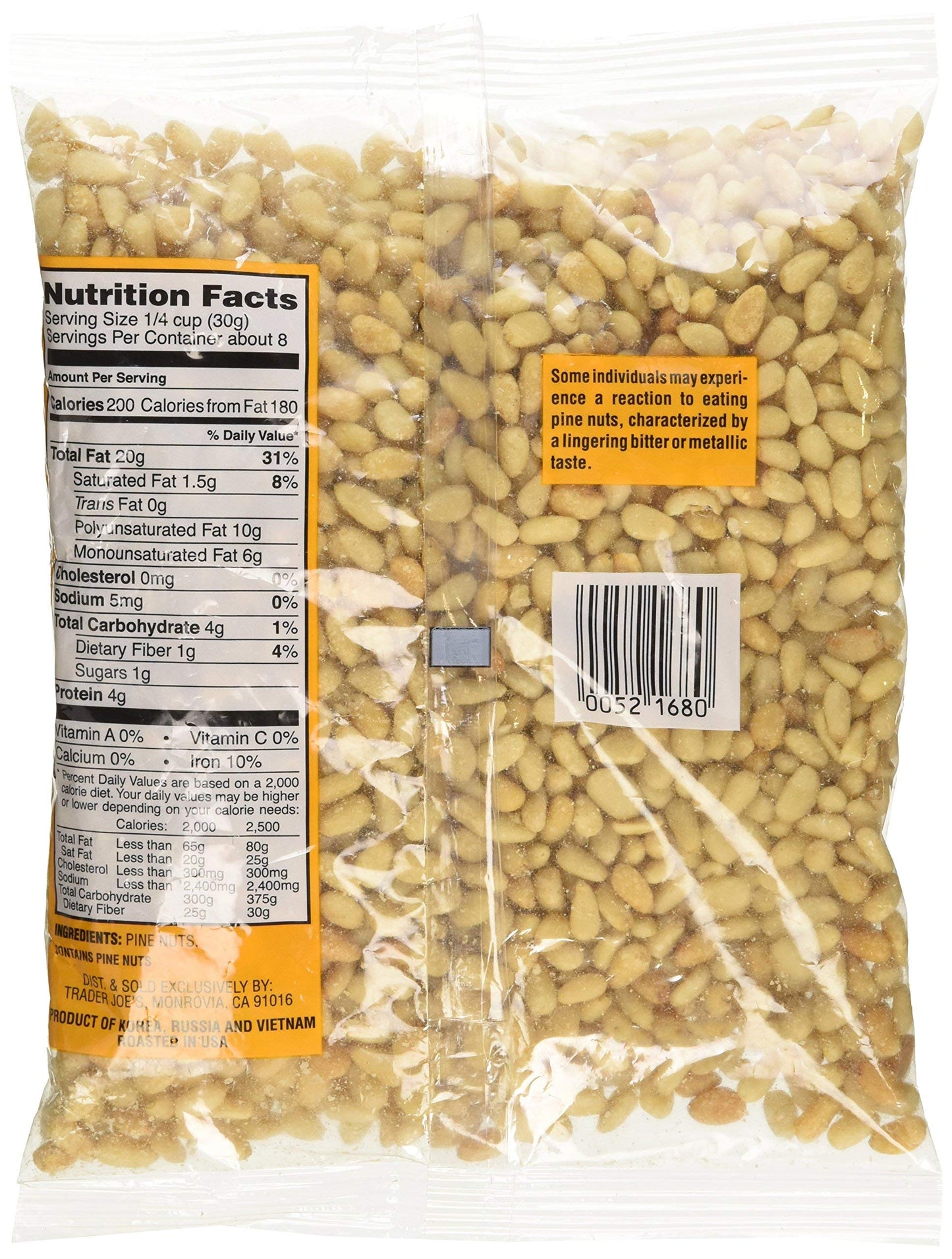 Trader Joe's Dry Toasted Pignolias - Pine Nuts 8 oz bag, 2 Pack