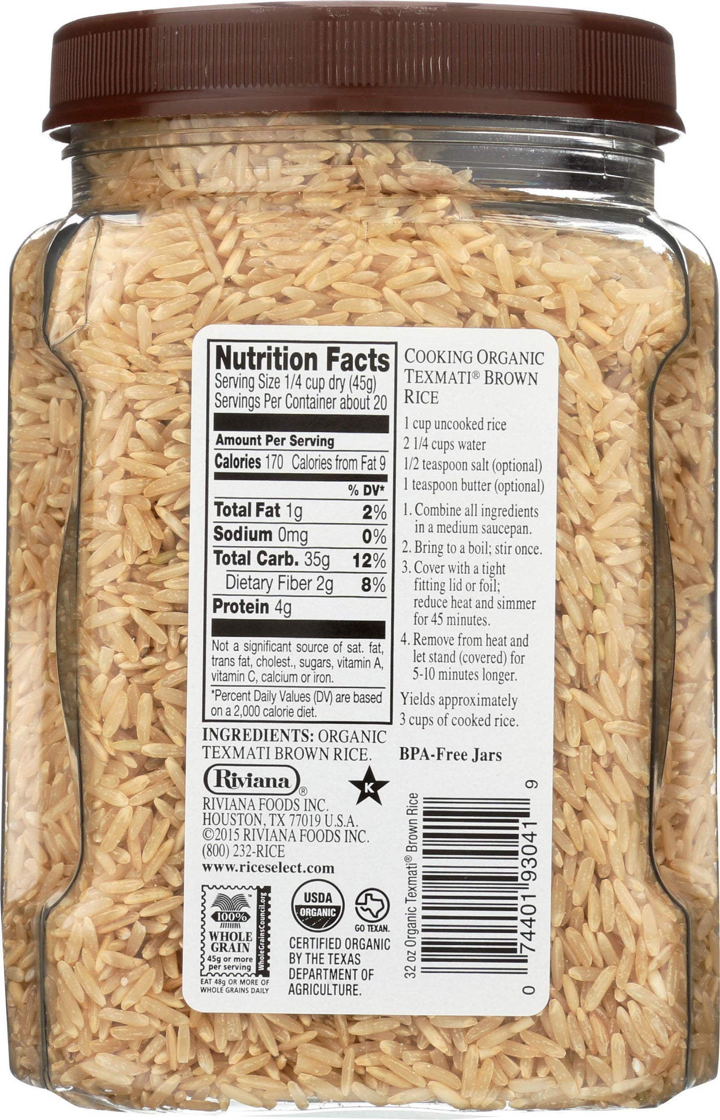 Riceselect Organic Brown Texmati Rice, 32 OZ