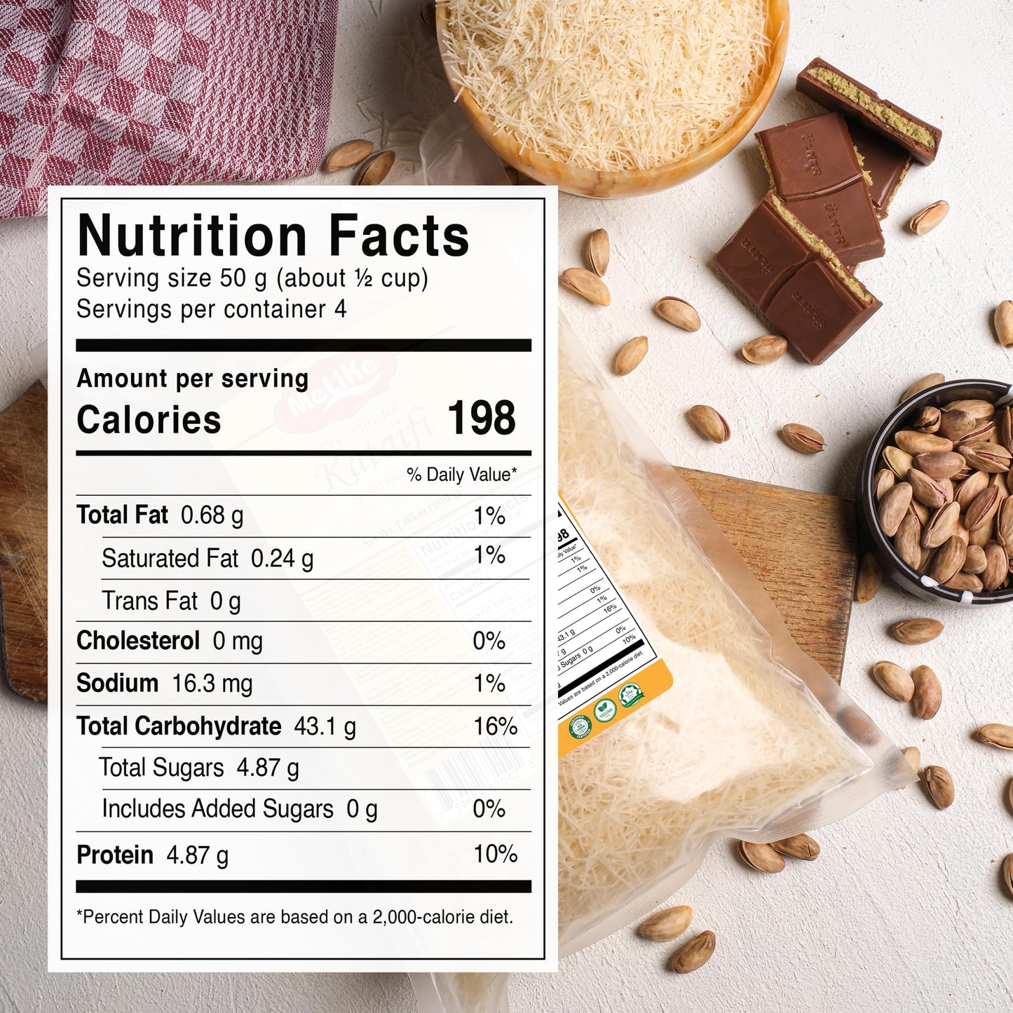 MELIKE Dried & Chopped Kataifi Shredded Fillo Dough 7oz (200g). dried Kadayif Pastry Dough, Ingredient for The Viral Dubai Chocolate Bar, Shredded