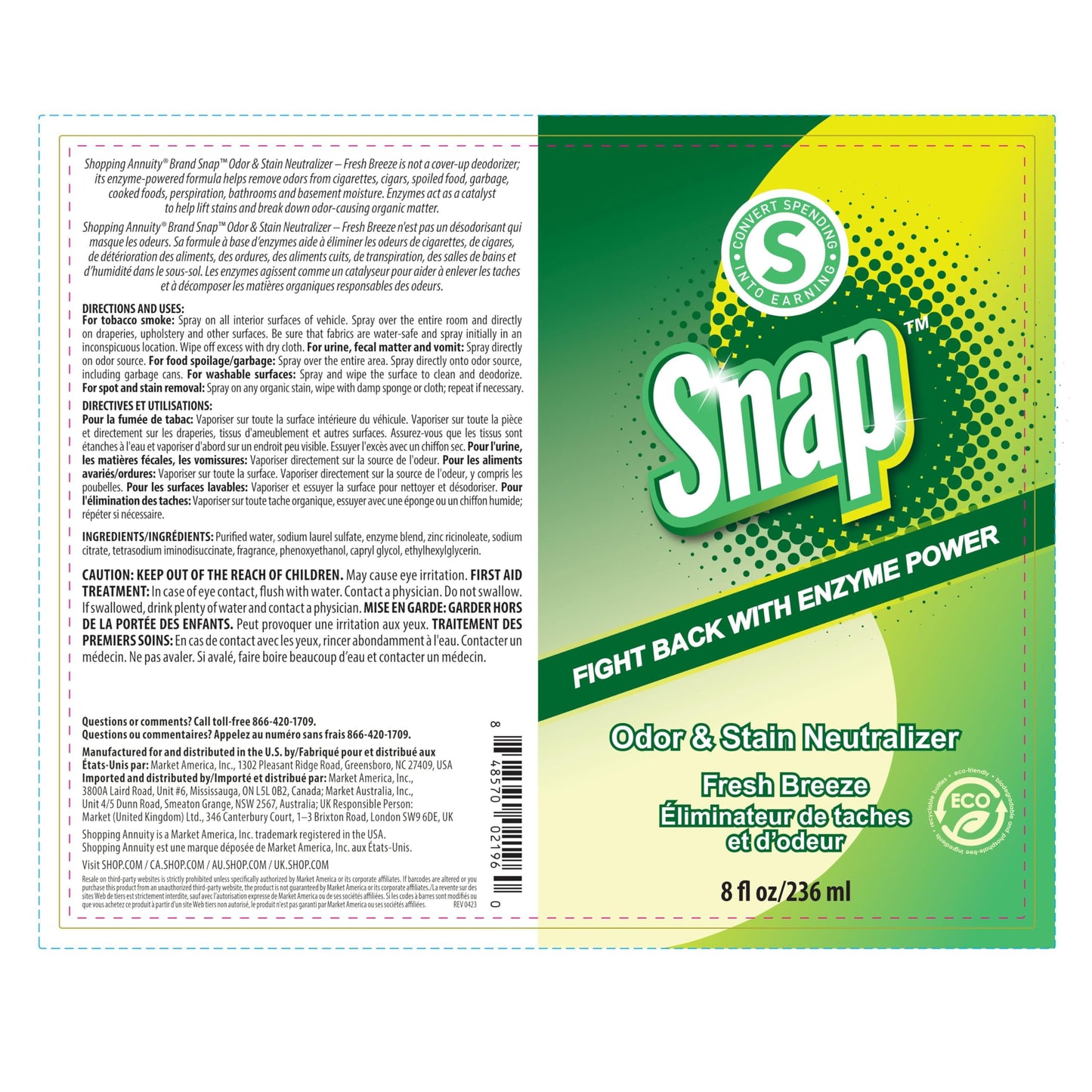 SNAP Odor & Stain Neutralizer by Market America (formerly SNAP S.O.S)