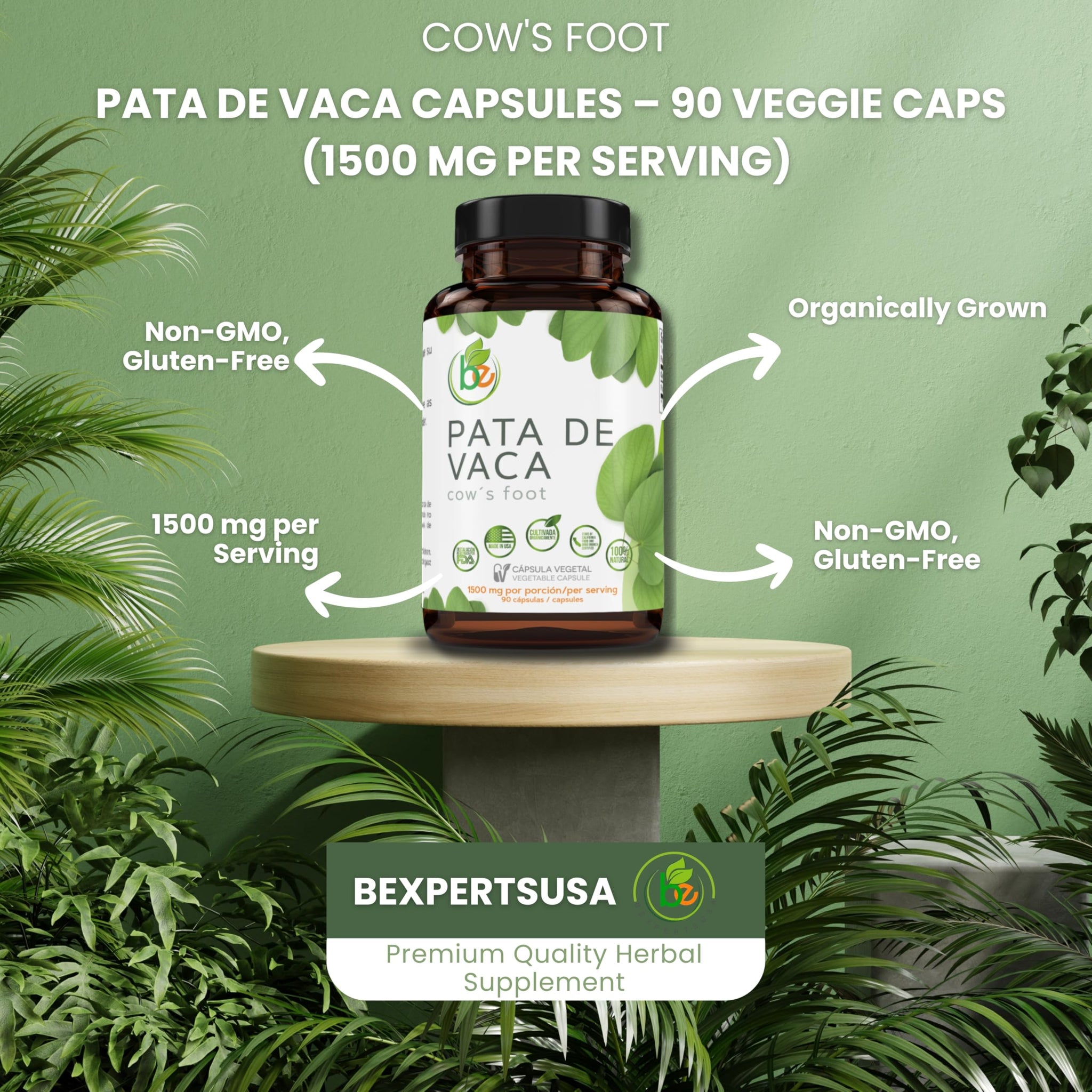 Pata de Vaca Té (Cow's Foot Tea) - 24 Bags - 100% Natural Infusion - Vegan, Non-GMO, Gluten-Free + Pata de Vaca Capsules - 1500 mg Per Serving, 90