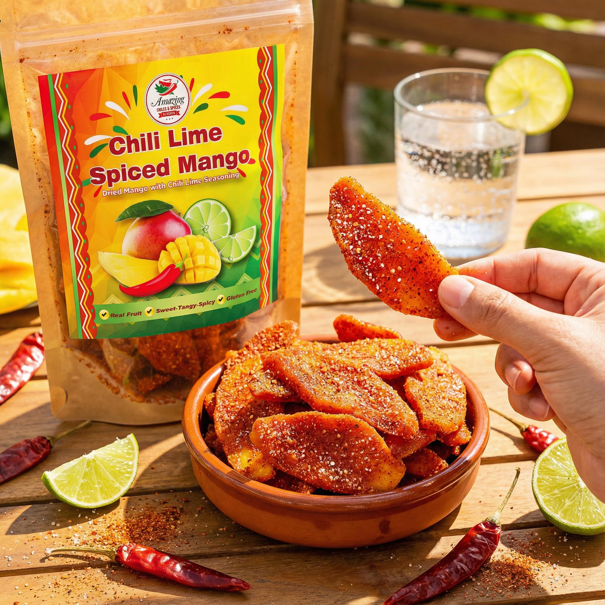 Chili Lime Dried Mango Slices, 1 lb. Bag, Sweet, Tangy, and Spicy, Authentic Mexican Style Dry Fruit, Fresh and Natural