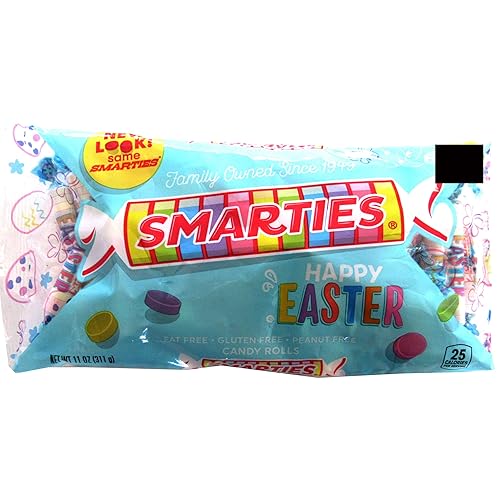 Smarties (1 bag) Happy Easter Candy Rolls - Fat Free, Gluten Free, Peanut Free - 11 oz / 311 g