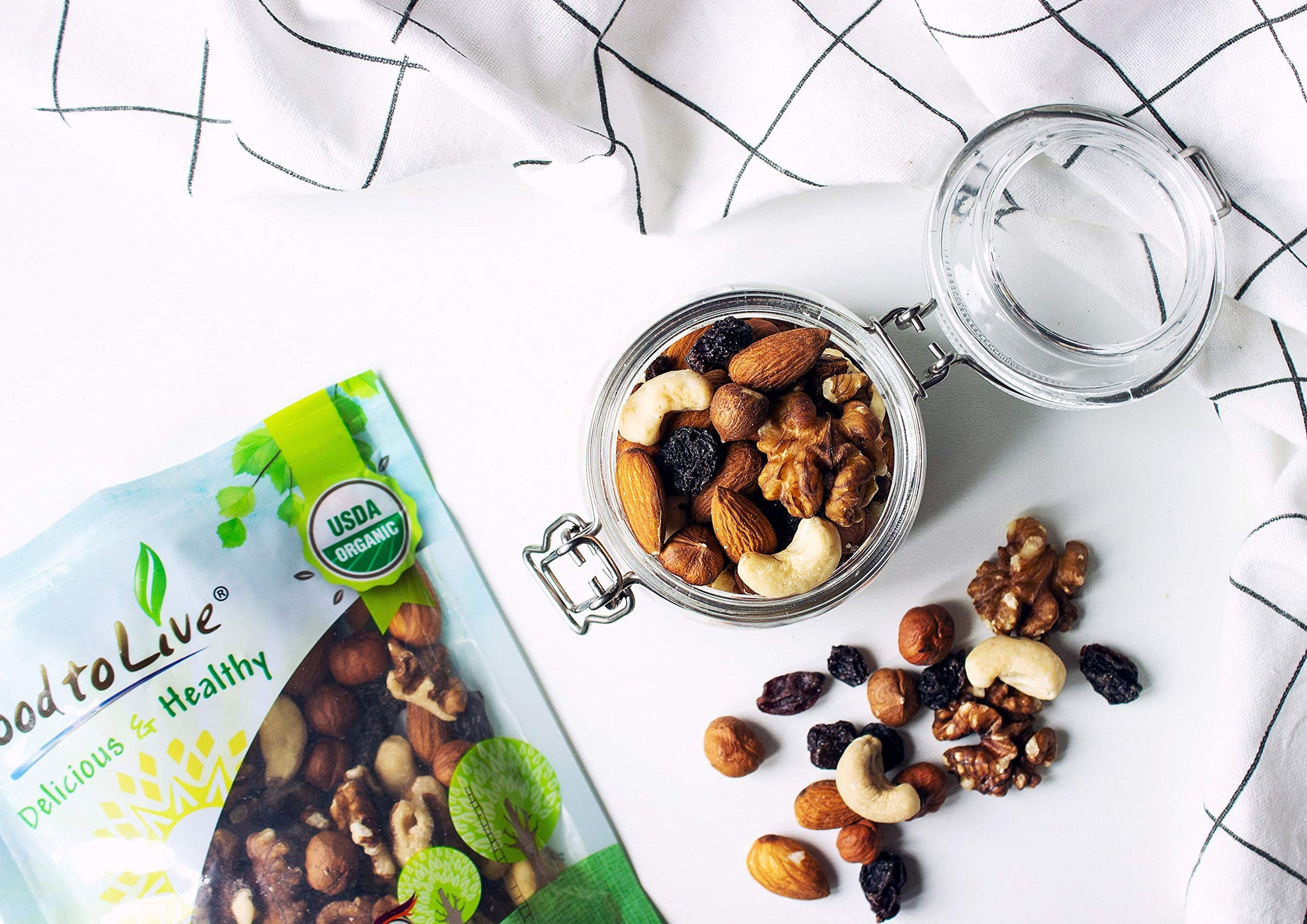 Food to Live Organic Go Raw Trail Mix, 4 Pounds - Raw and Non-GMO Snack Mix Contains Walnuts, Almonds, Cashews, Hazelnuts, and Raisins. Vegan