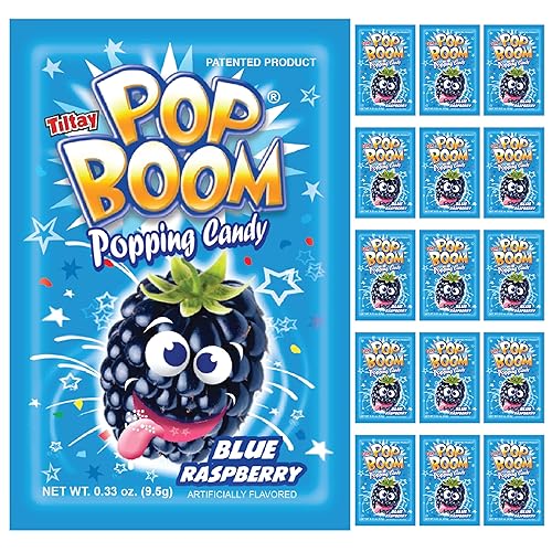 Pop Boom Popping Candy - Blue Raspberry Flavor | 16 packs