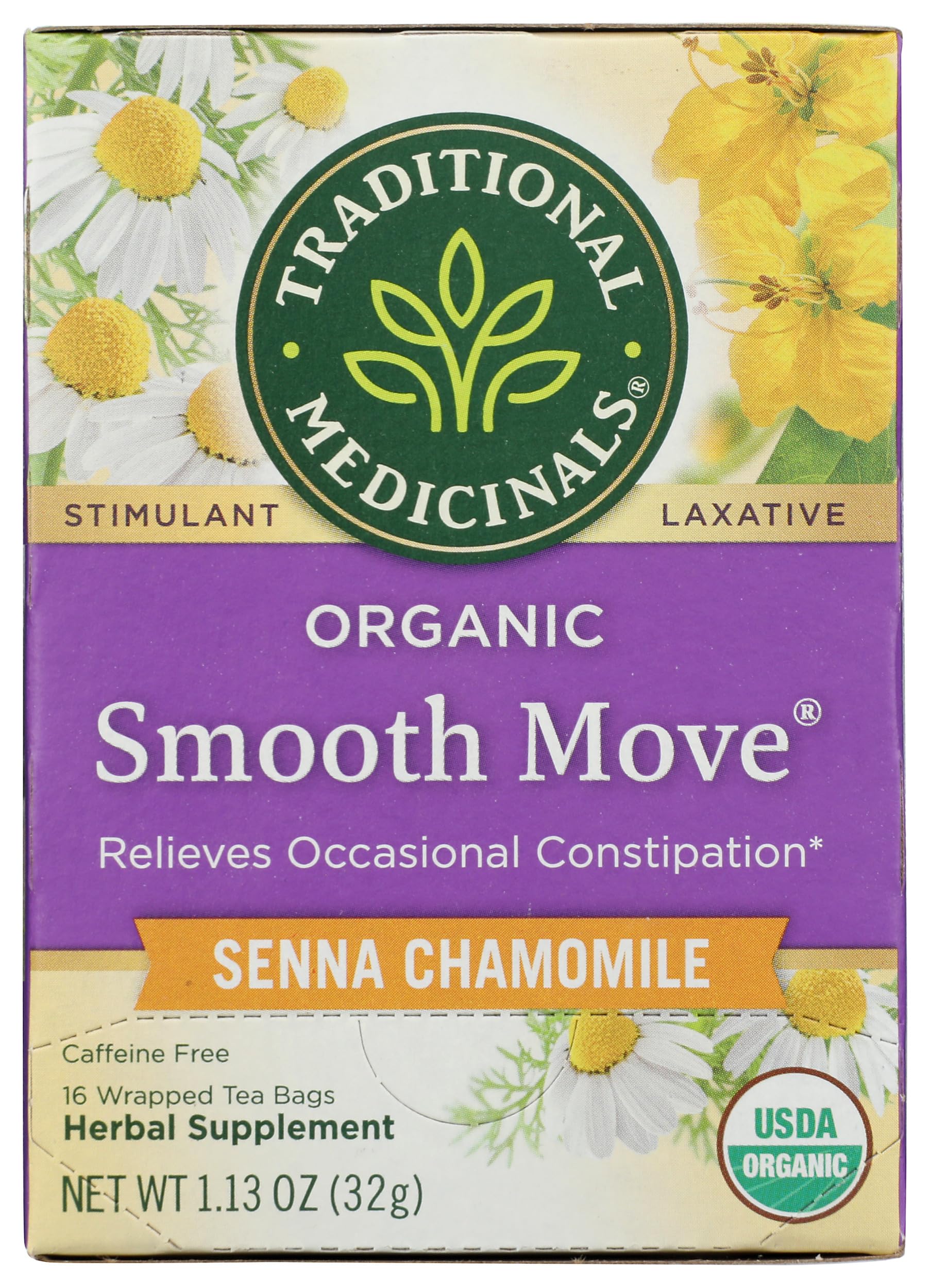 Traditional Medicinals Organic Smooth Move Chamomile Tea, 16 Tea Bags