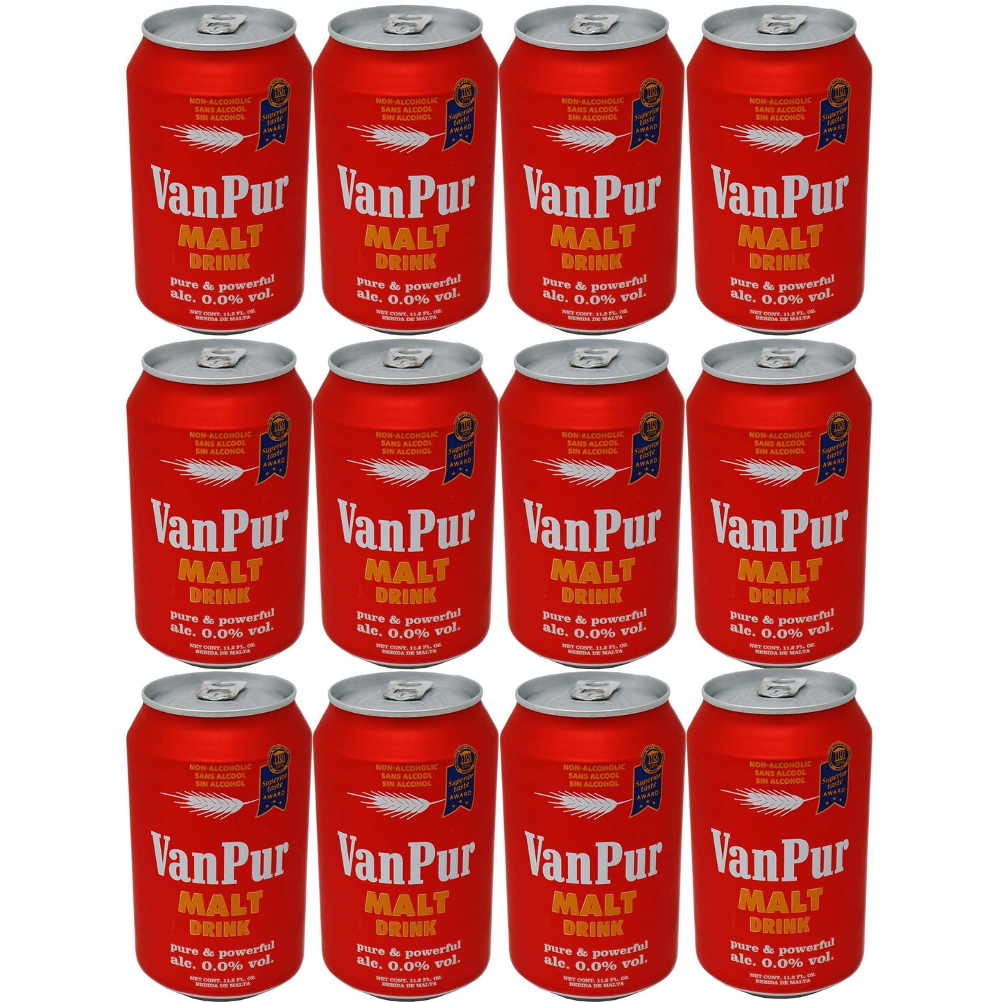Van Pur Malt Drink, Pure Malta (0.0% Alchol) 11.2 oz 12 Pack