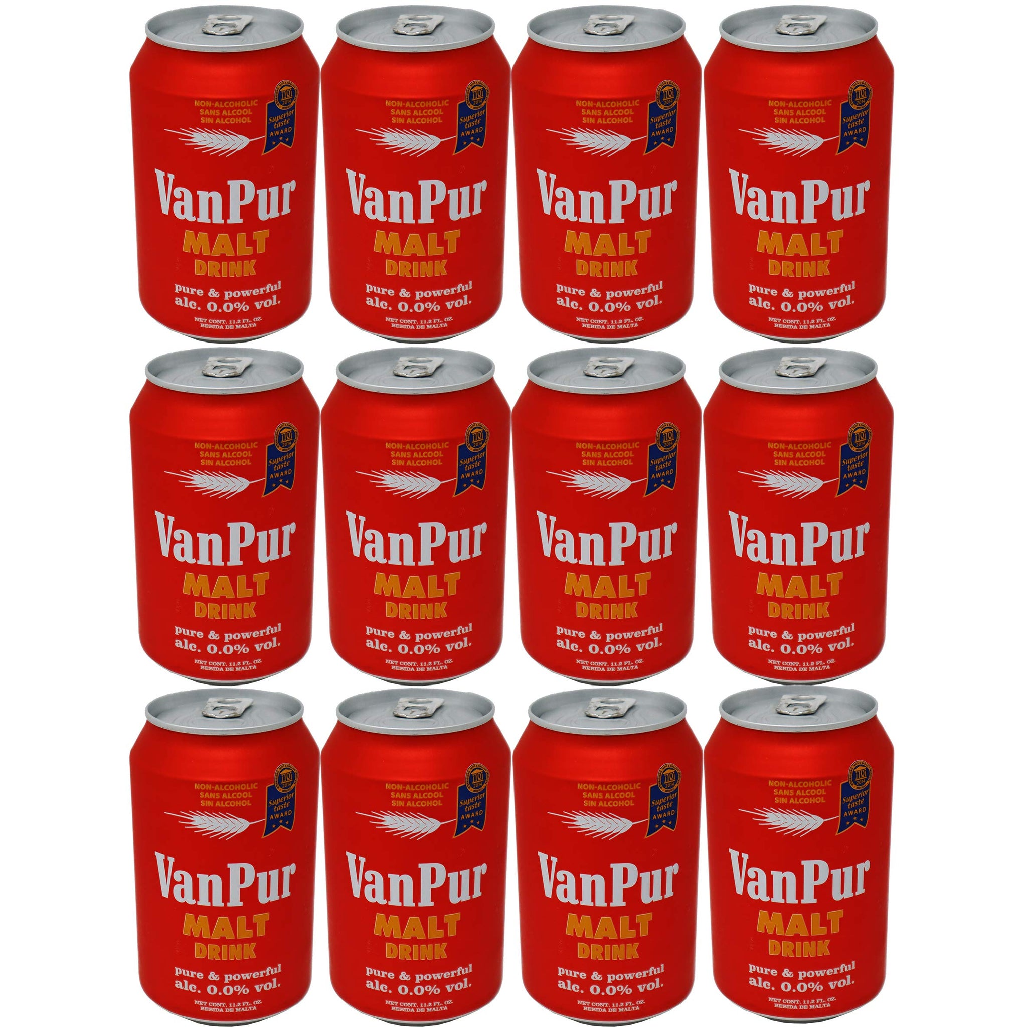 Van Pur Malt Drink, Pure Malta (0.0% Alchol) 11.2 oz 12 Pack