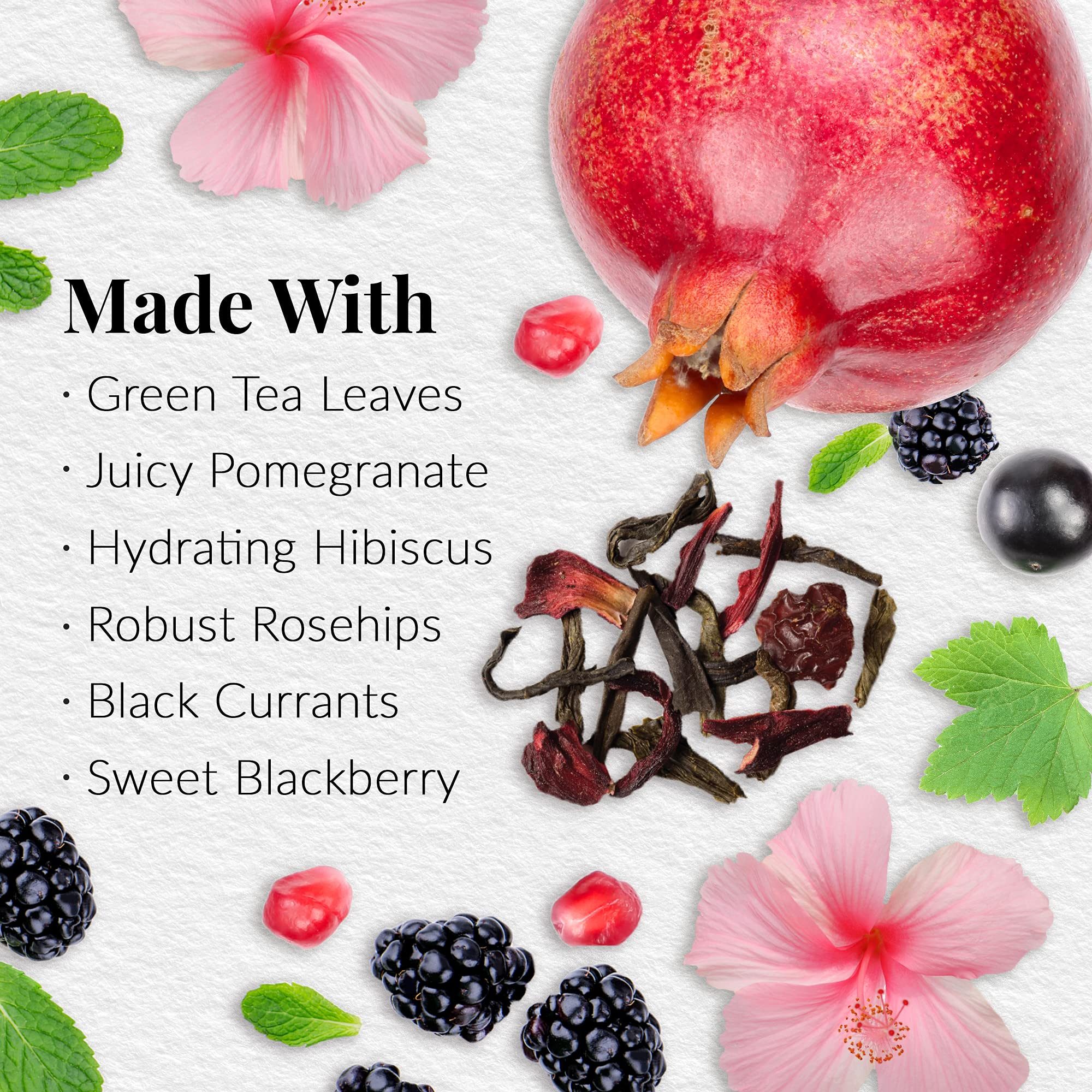 The Republic of Tea Pomegranate Superfruit Full-Leaf Loose Green Tea, 3.5 Oz Tin | Steeps 50 Cups