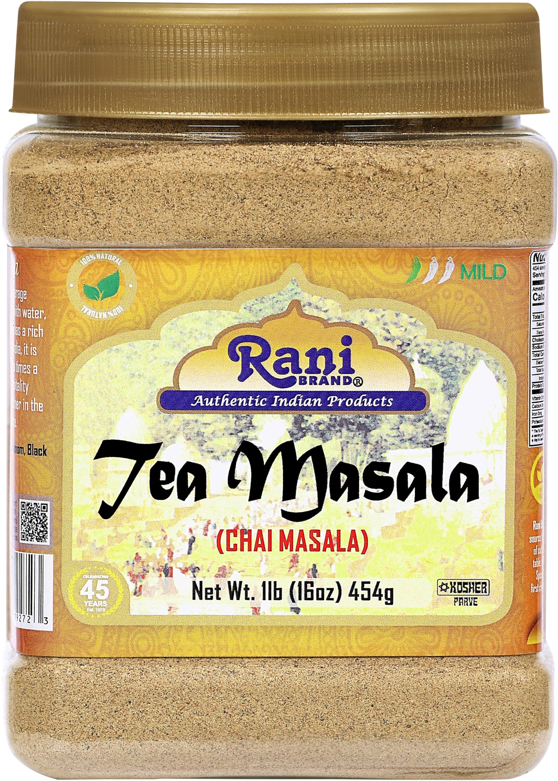 Rani Tea (Chai) Masala Indian Spice Blend 16oz (1lb) 454g Bulk PET Jar ~ All Natural | Vegan | Gluten Friendly | Salt & Sugar Free | NON-GMO | No