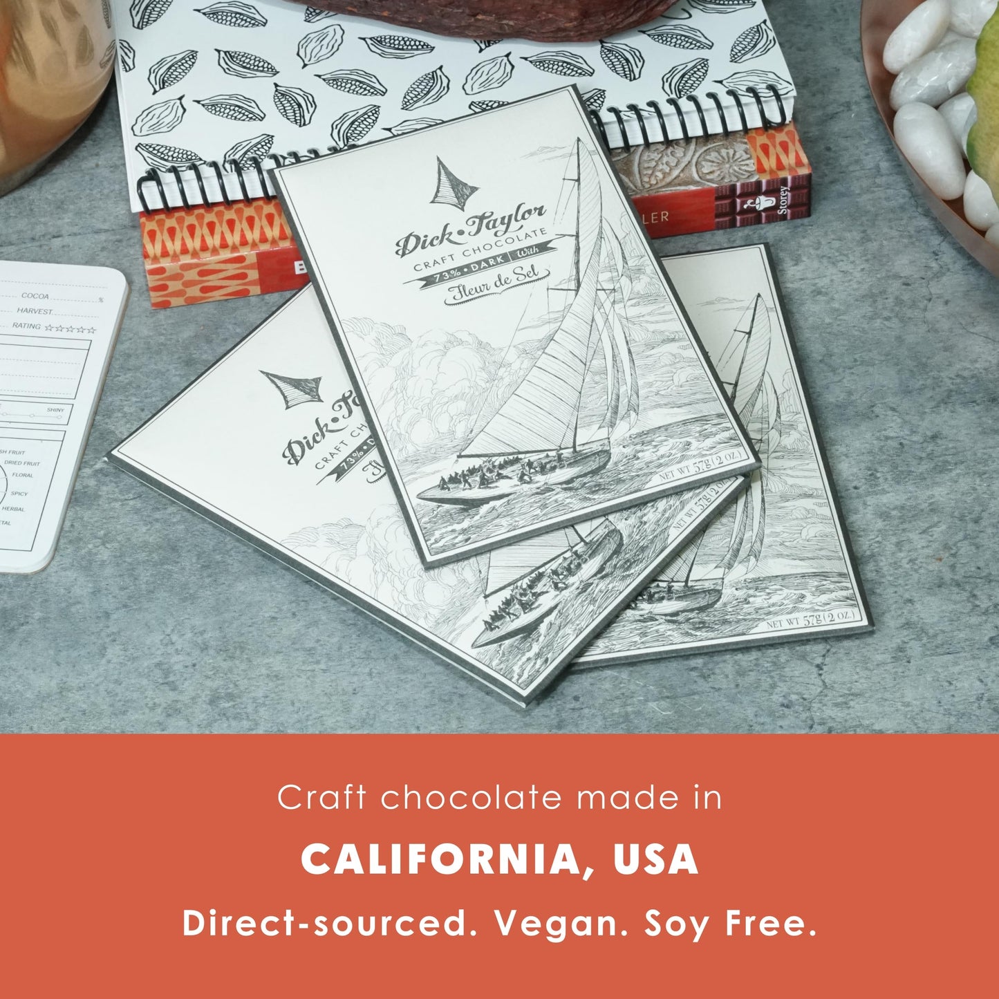 Dick Taylor Fleur De Sel 73% Dark Chocolate 3 Pack - California Chocolate - Premium, Organic, Craft, Artisanal, Direct Trade, Single Origin