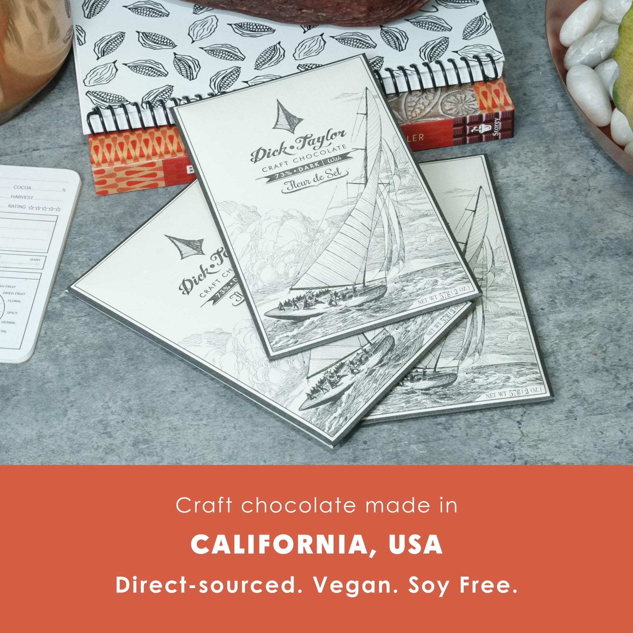 Dick Taylor Fleur De Sel 73% Dark Chocolate 3 Pack - California Chocolate - Premium, Organic, Craft, Artisanal, Direct Trade, Single Origin
