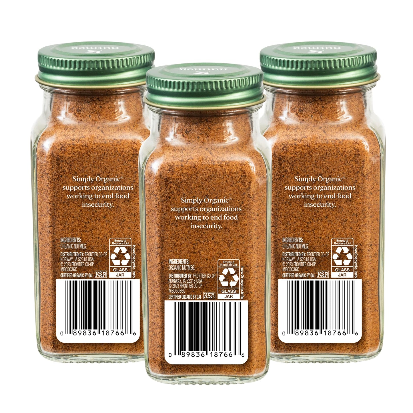Simply Organic Pure Ground Nutmeg, 2.3 Ounce Jar, Aromatic, Subtly Spicy-Sweet Flavor, Kosher, No GMO, No ETO (Pack of 3)