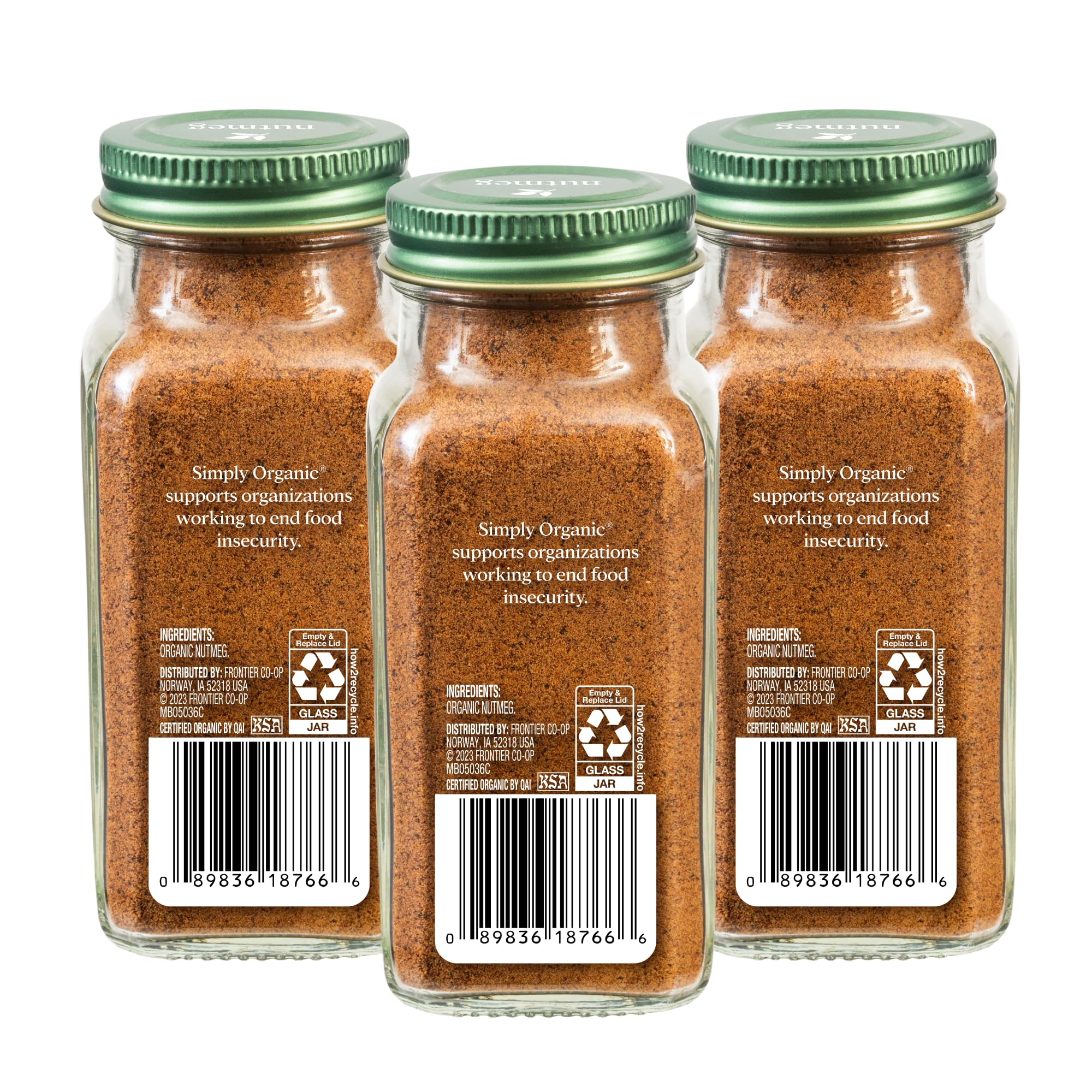 Simply Organic Pure Ground Nutmeg, 2.3 Ounce Jar, Aromatic, Subtly Spicy-Sweet Flavor, Kosher, No GMO, No ETO (Pack of 3)
