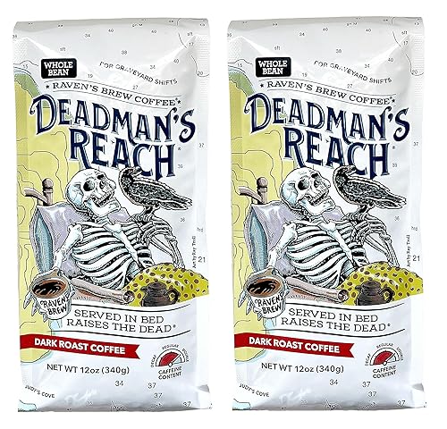 Raven's Brew Coffee High Caffeine Coffee Dark Roast Whole Bean - Deadman's Reach 2-pack of 12oz