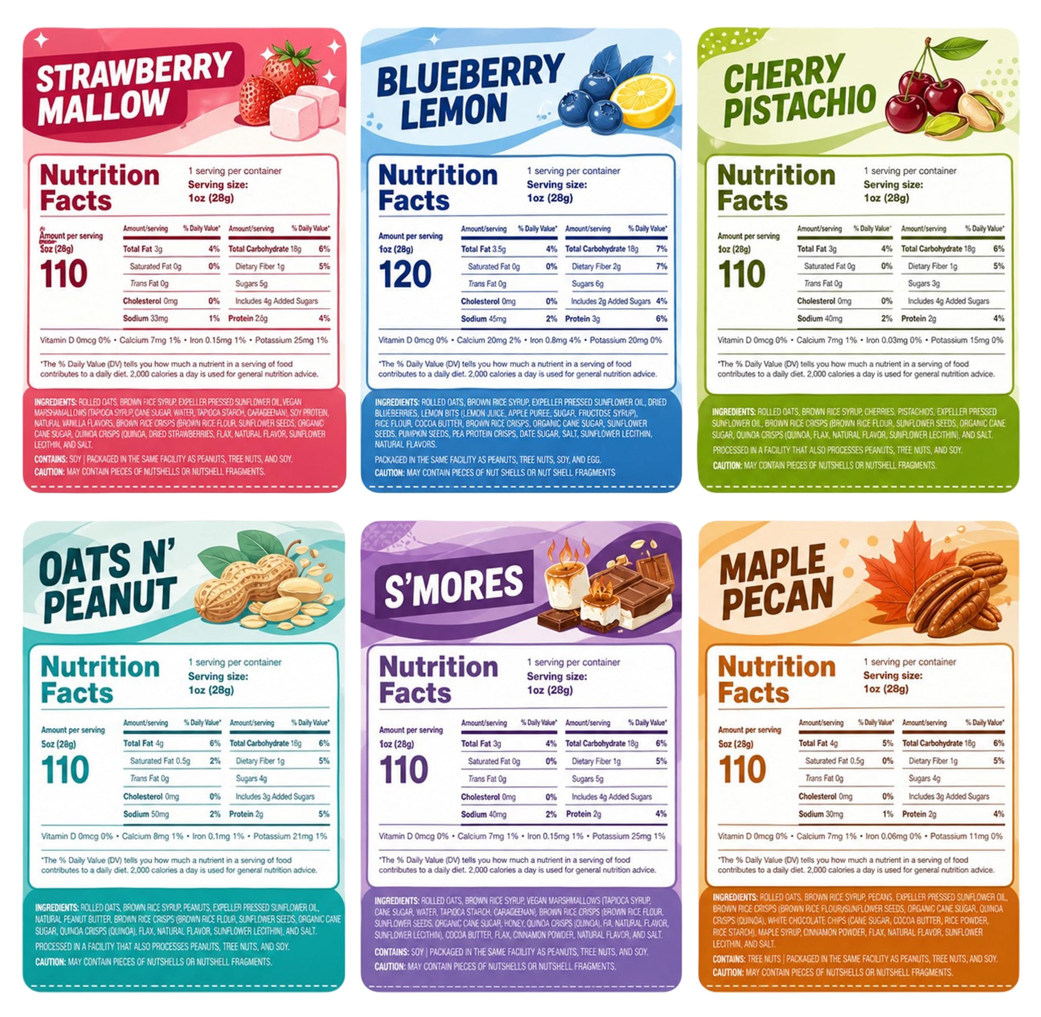 B’cuz Granola Bites Variety Pack, 6 Flavors, Gluten Free, Dairy Free, Vegan & Kosher Snacks, On-the-Go Breakfast Snack Packs for Kids & Adults, 1 oz