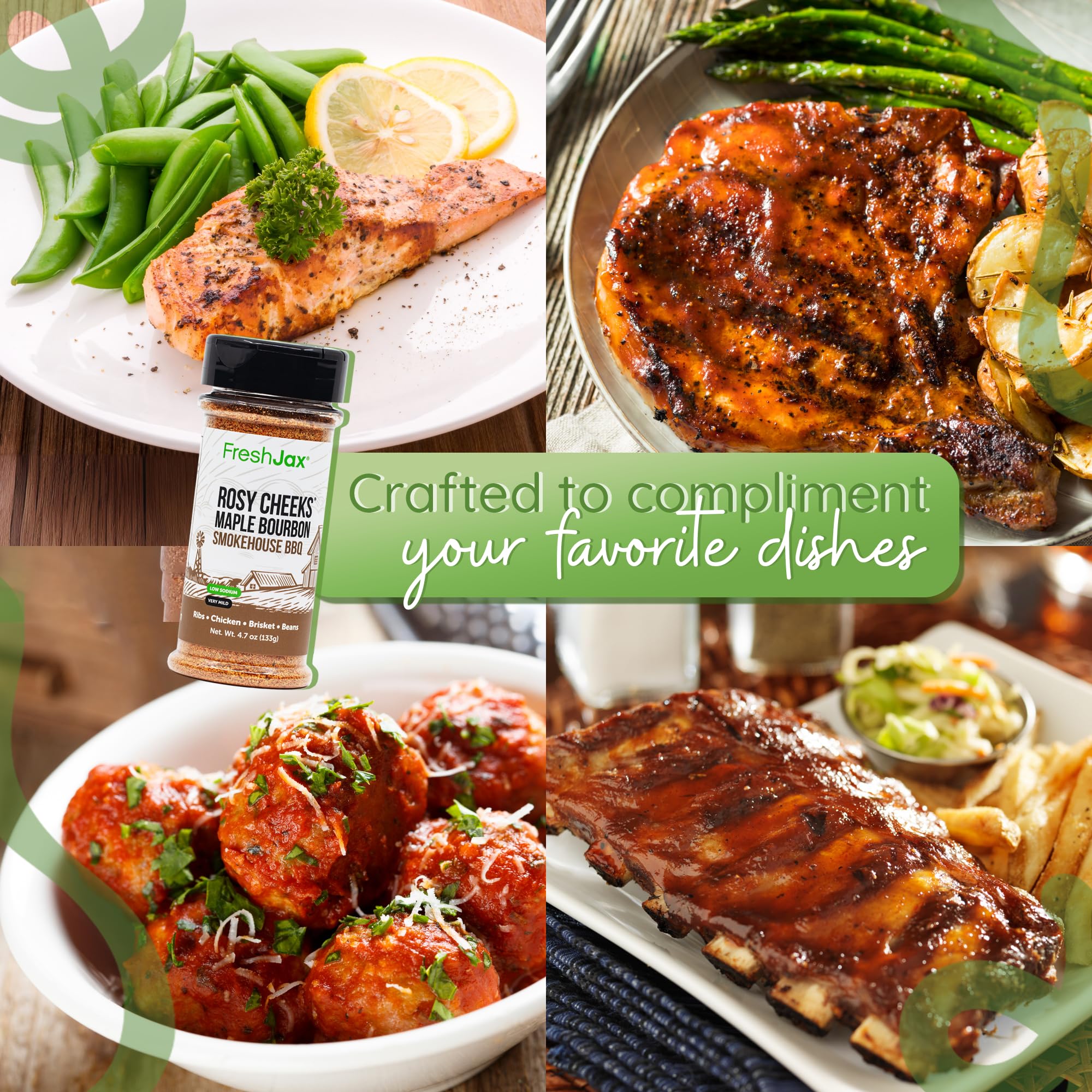 Maple Bourbon BBQ Rub, FreshJax Rosy Cheeks Sweet Smoky Brisket Ribs 4.7oz