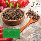 Jiva Organics Organic Whole Black Peppercorns 1 Pound - Pepper, Premium Grade for Grinder Refill
